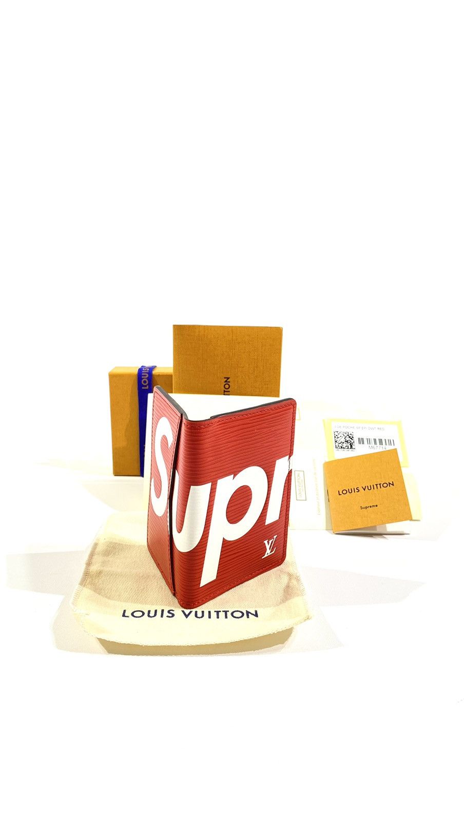 Louis Vuitton x Supreme x Supreme Epi Pocket Organizer Leather Bifold Wallet  - Red Wallets, Accessories - LOUSU20953