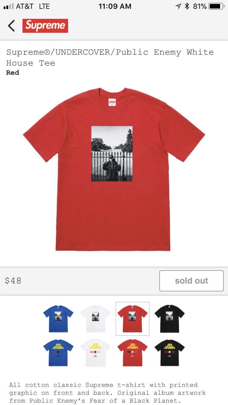 Supreme Supreme/UNDERCOVER/public Enemy White House Tee | Grailed