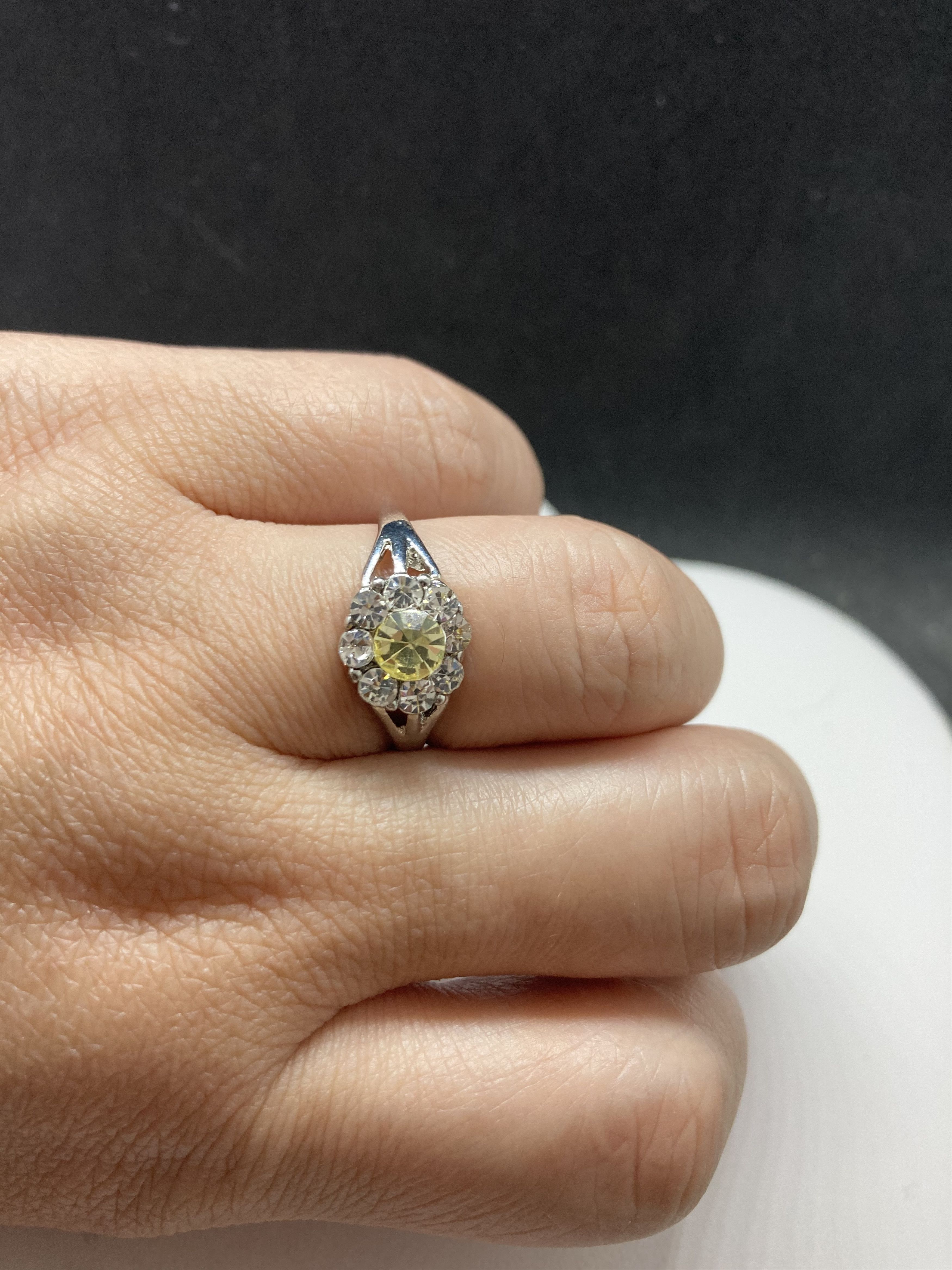Jewelry Yellow CZ Tibetan Silver Ring - size 8 Size ONE SIZE - 3 Thumbnail