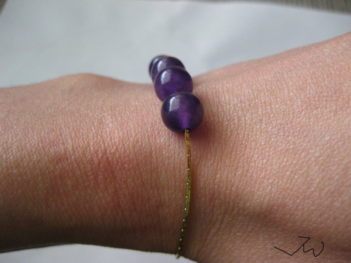Handmade Amethyst Golden Bracelet Size ONE SIZE - 4 Thumbnail