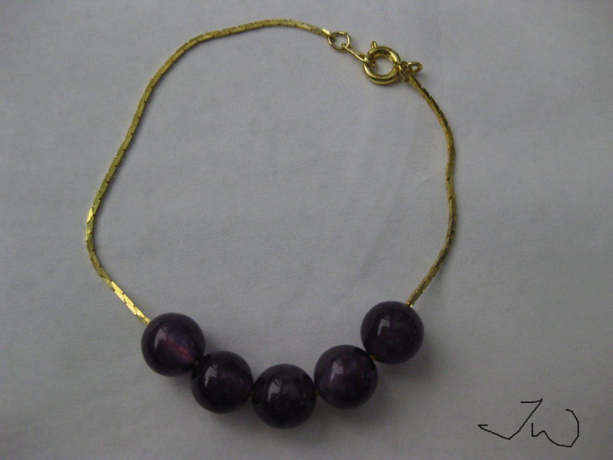 Handmade Amethyst Golden Bracelet Size ONE SIZE - 1 Thumbnail