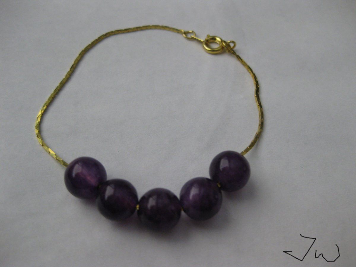 Handmade Amethyst Golden Bracelet Size ONE SIZE - 2 Thumbnail