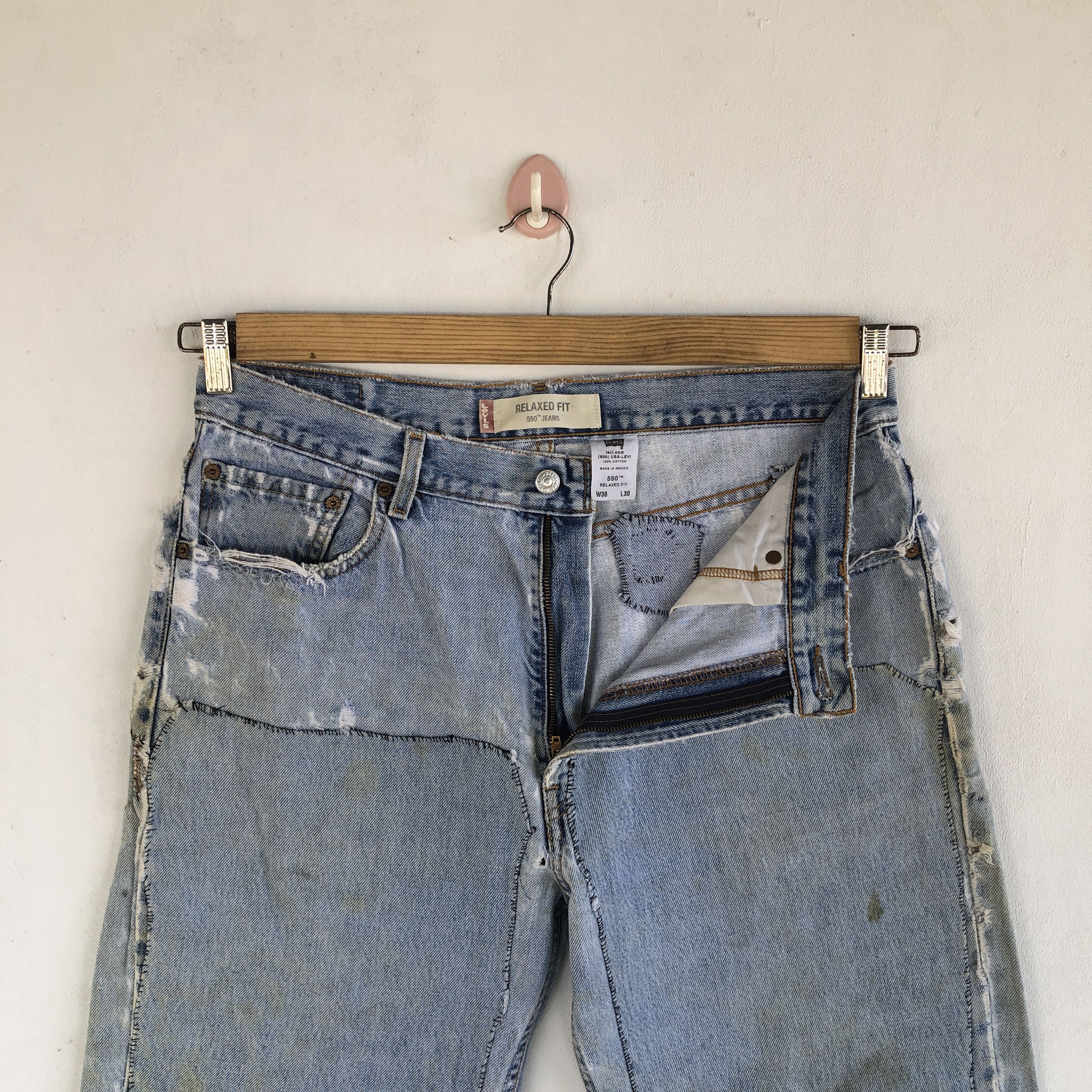 Levi's Vintage Washed Levis Jeans Distressed Reworked Faded Denim Size US 34 / EU 50 - 6 Thumbnail