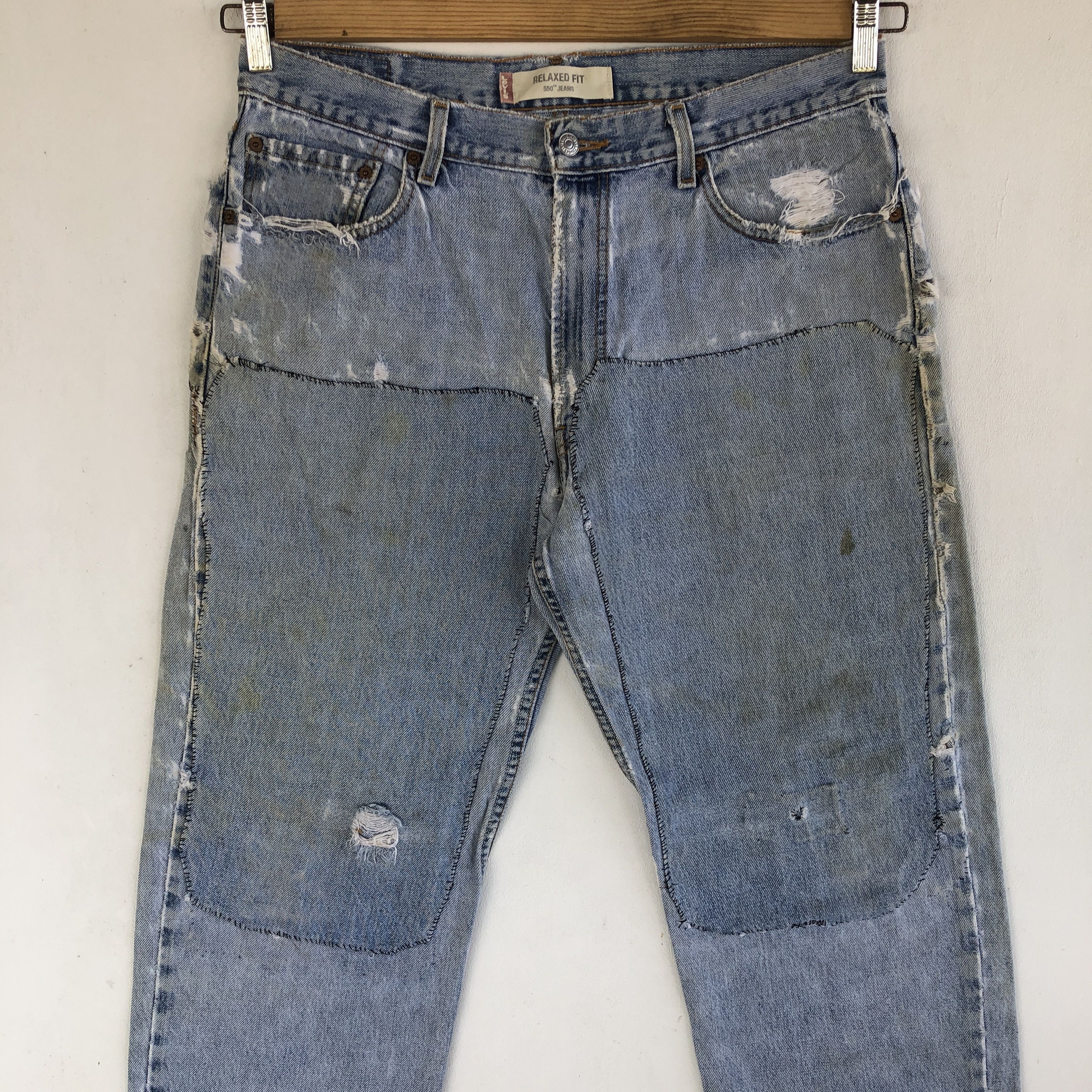 Levi's Vintage Washed Levis Jeans Distressed Reworked Faded Denim Size US 34 / EU 50 - 3 Thumbnail