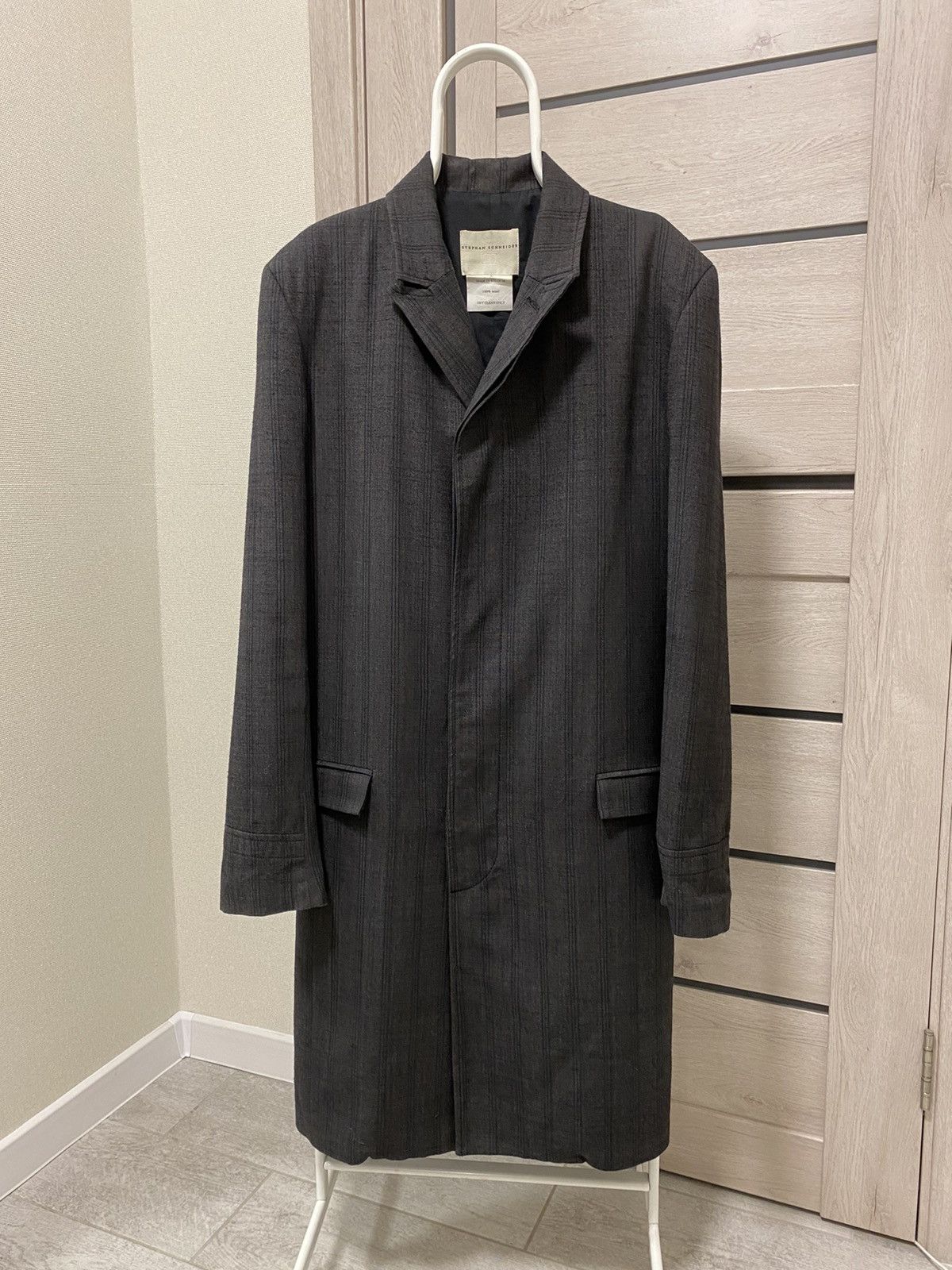 Stephan Schneider Stephan Schneider Striped Made in Belgium Long Wool Coat Size US XL / EU 56 / 4 - 2 Thumbnail