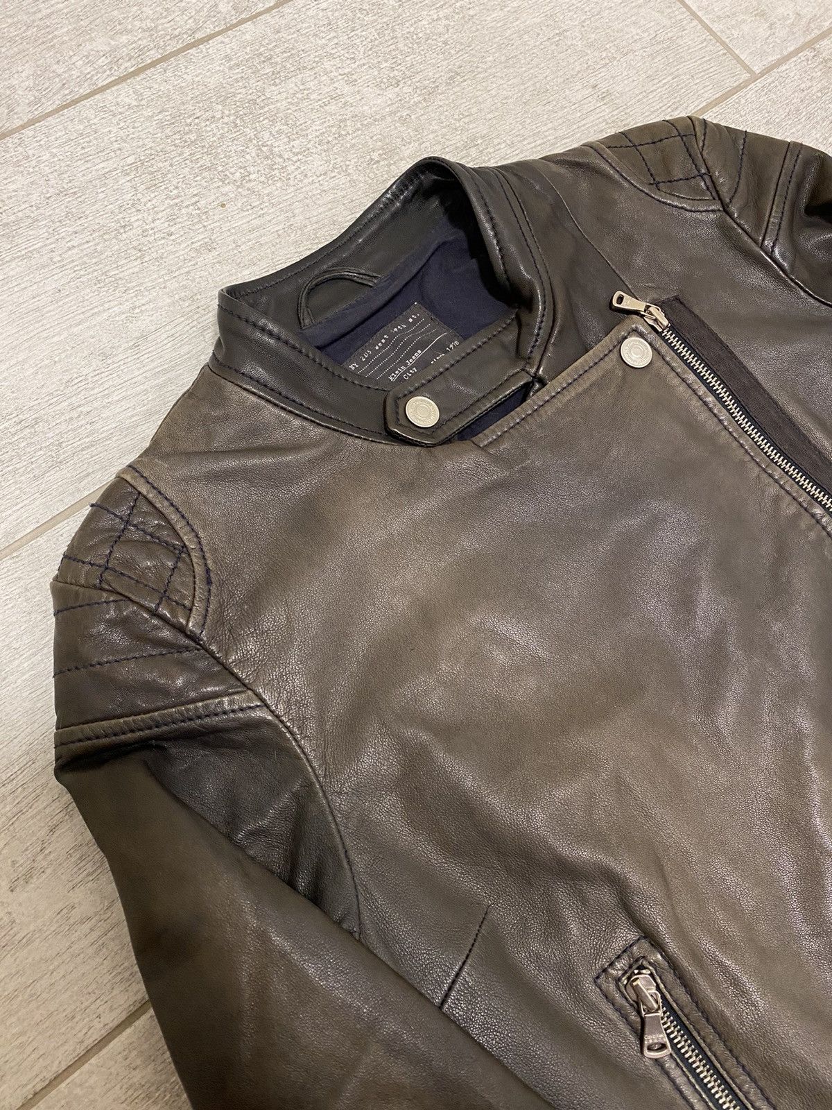 Calvin Klein × Vintage Calvin Klein Vintage Leather Biker Zip Brown Women’s Jacket Size ONE SIZE - 8 Thumbnail