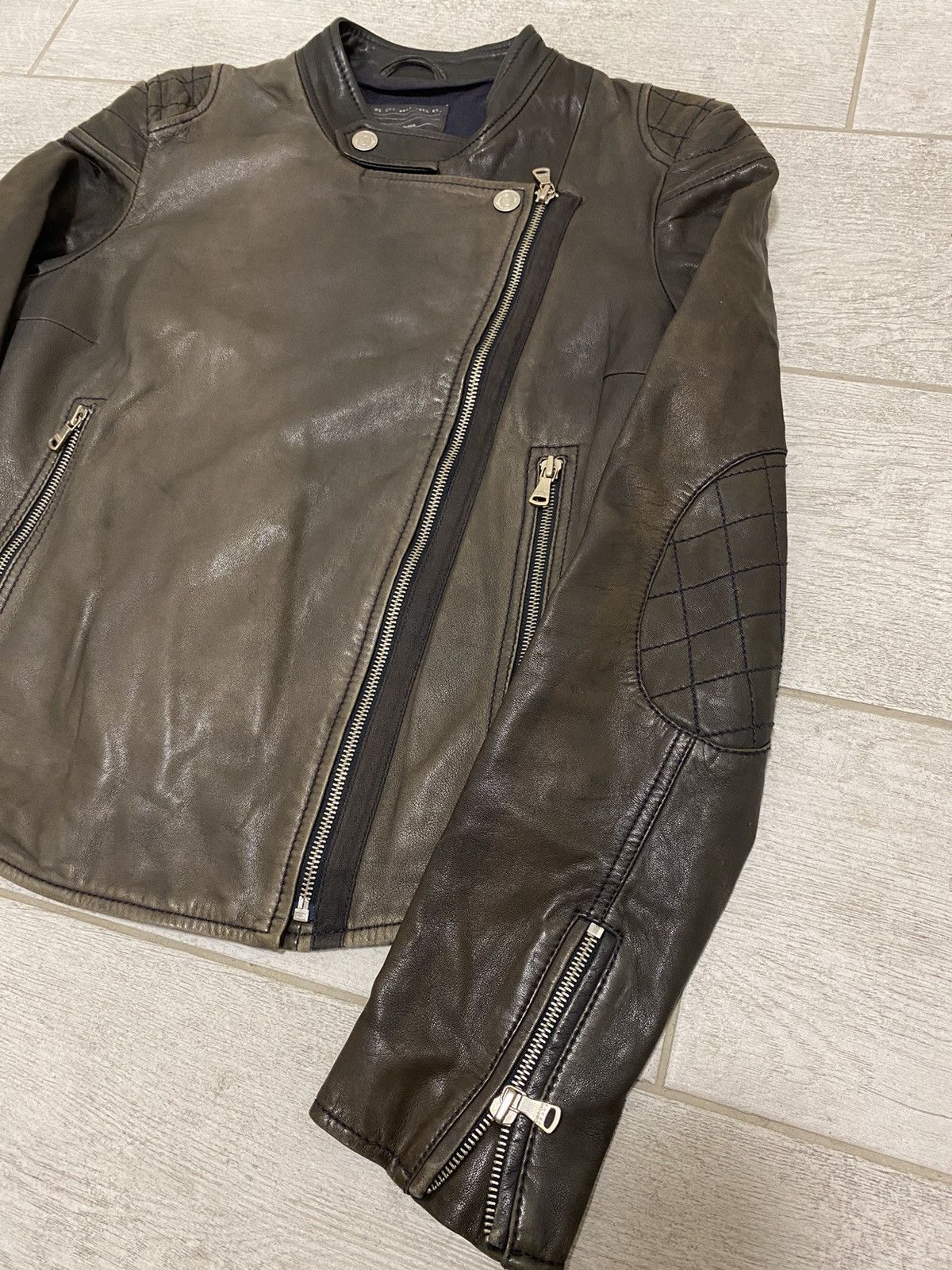 Calvin Klein × Vintage Calvin Klein Vintage Leather Biker Zip Brown Women’s Jacket Size ONE SIZE - 6 Thumbnail