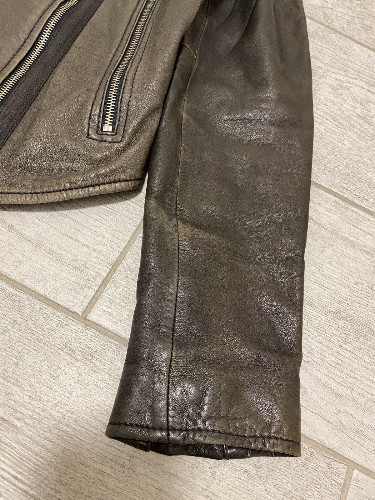 Calvin Klein × Vintage Calvin Klein Vintage Leather Biker Zip Brown Women’s Jacket Size ONE SIZE - 10 Thumbnail