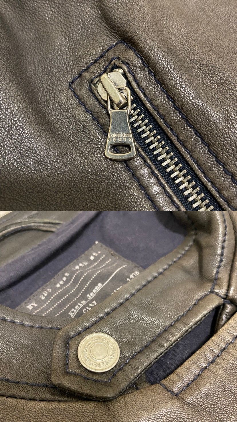 Calvin Klein × Vintage Calvin Klein Vintage Leather Biker Zip Brown Women’s Jacket Size ONE SIZE - 19 Thumbnail