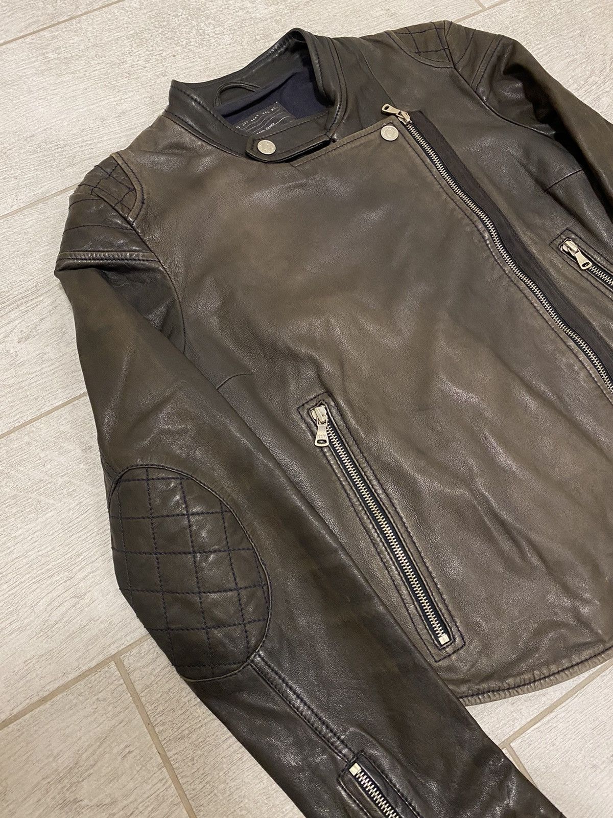 Calvin Klein × Vintage Calvin Klein Vintage Leather Biker Zip Brown Women’s Jacket Size ONE SIZE - 2 Thumbnail