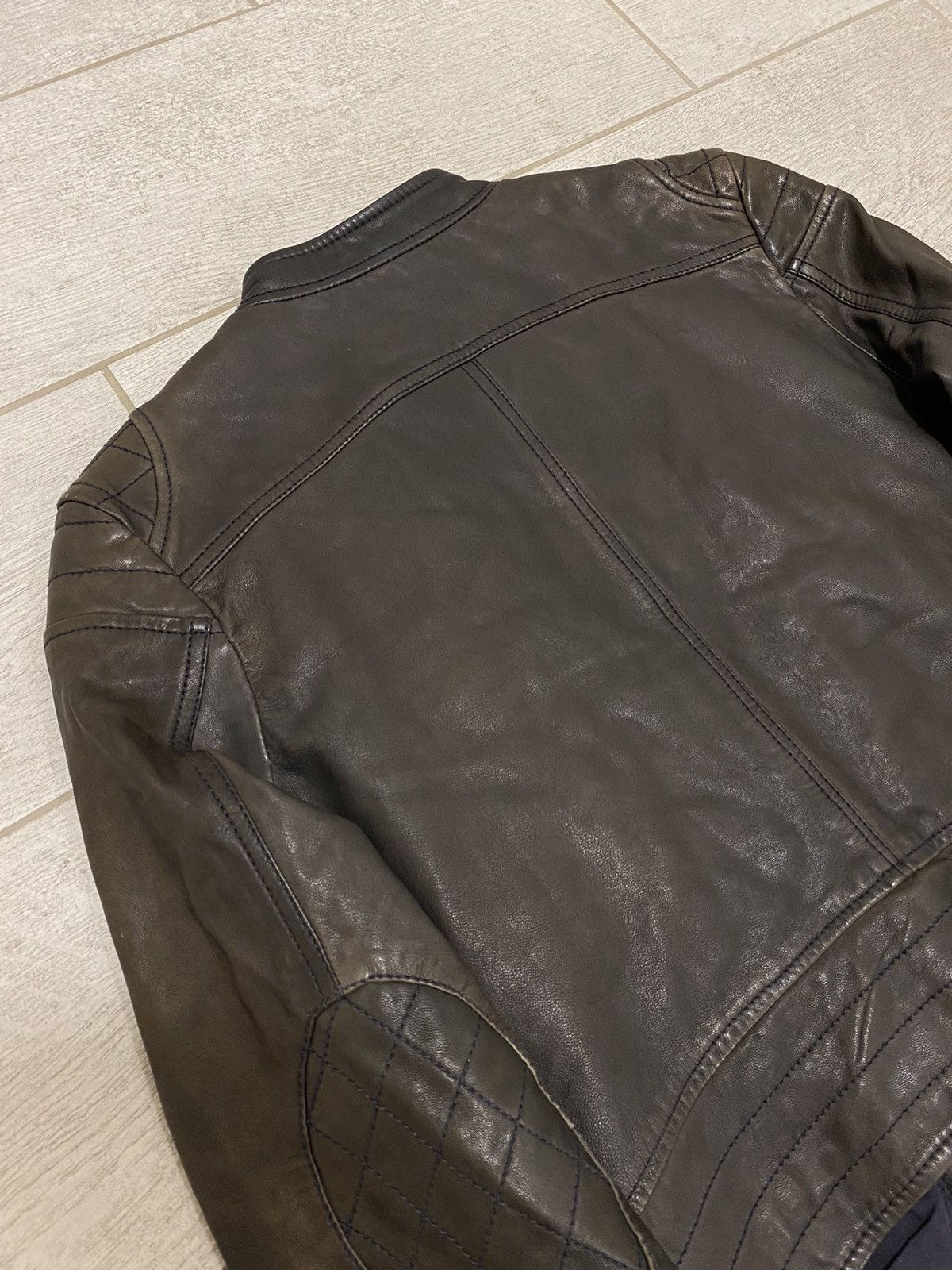 Calvin Klein × Vintage Calvin Klein Vintage Leather Biker Zip Brown Women’s Jacket Size ONE SIZE - 14 Thumbnail