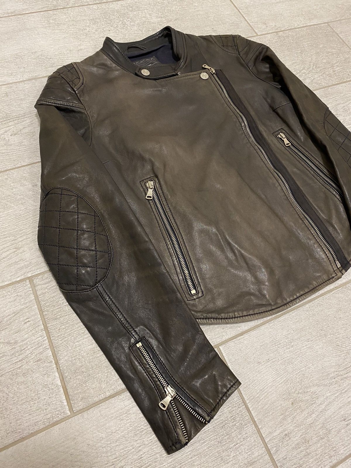 Calvin Klein × Vintage Calvin Klein Vintage Leather Biker Zip Brown Women’s Jacket Size ONE SIZE - 4 Thumbnail
