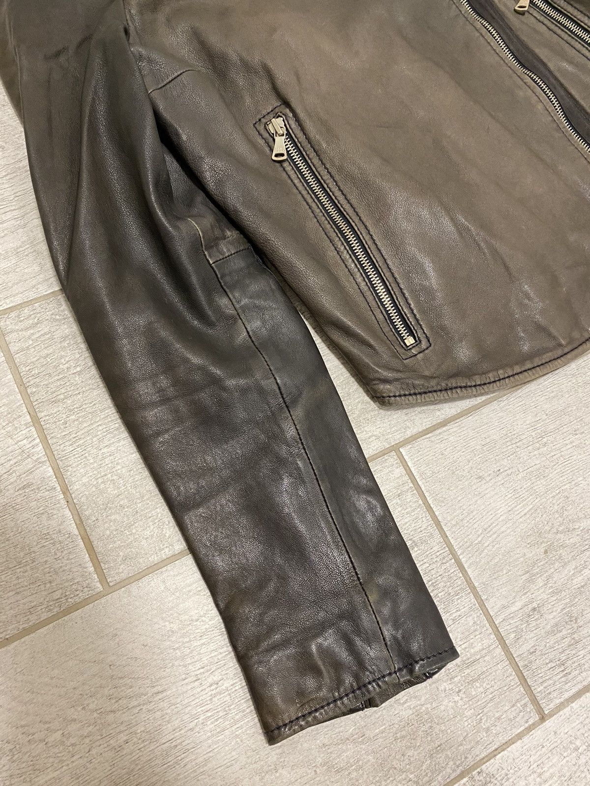 Calvin Klein × Vintage Calvin Klein Vintage Leather Biker Zip Brown Women’s Jacket Size ONE SIZE - 11 Thumbnail