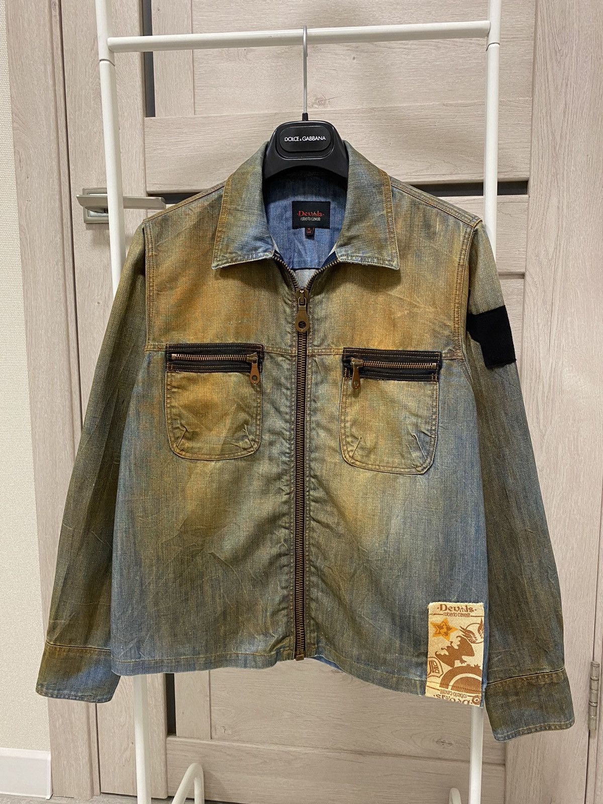 Early 1970s Roberto Cavalli Denim & Painted Leather Jacket main image 1