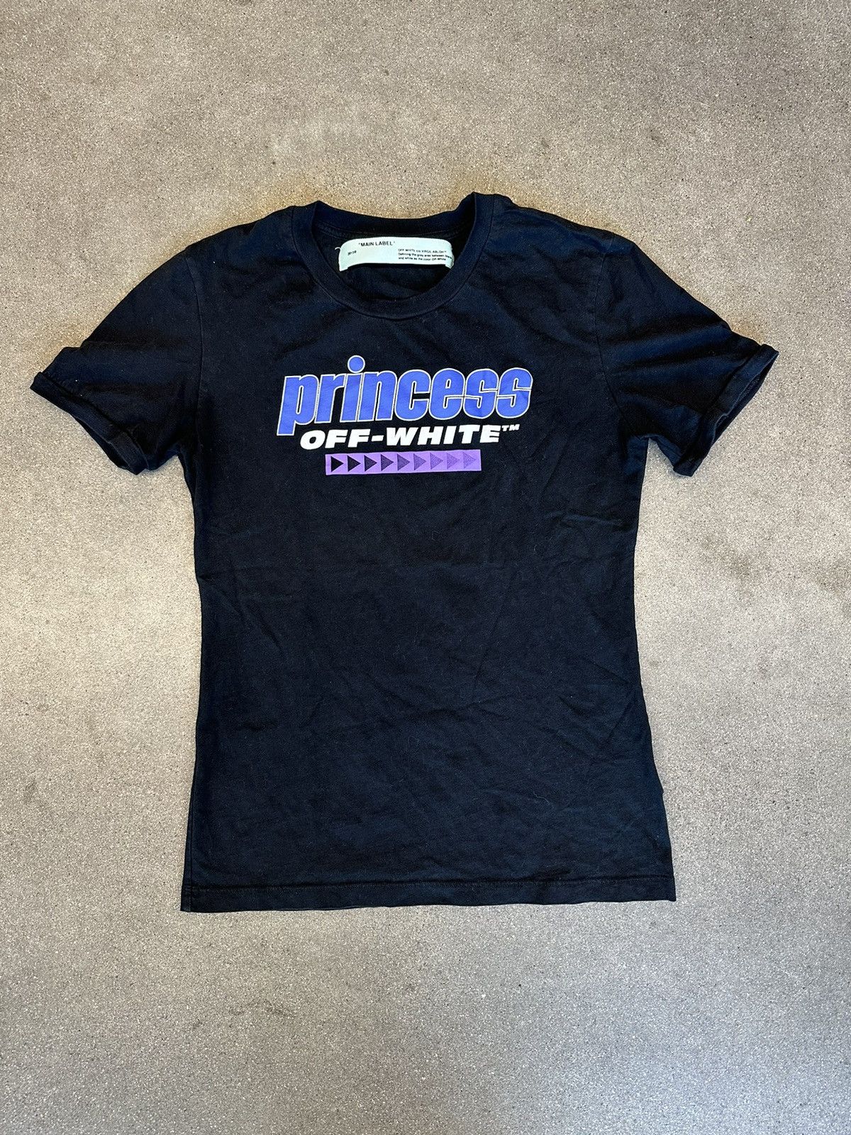 Off-white オフホワイト  princess tシャツ レディース Off-White Princess print black cotton T-shirt|OWAA049R20B071011041