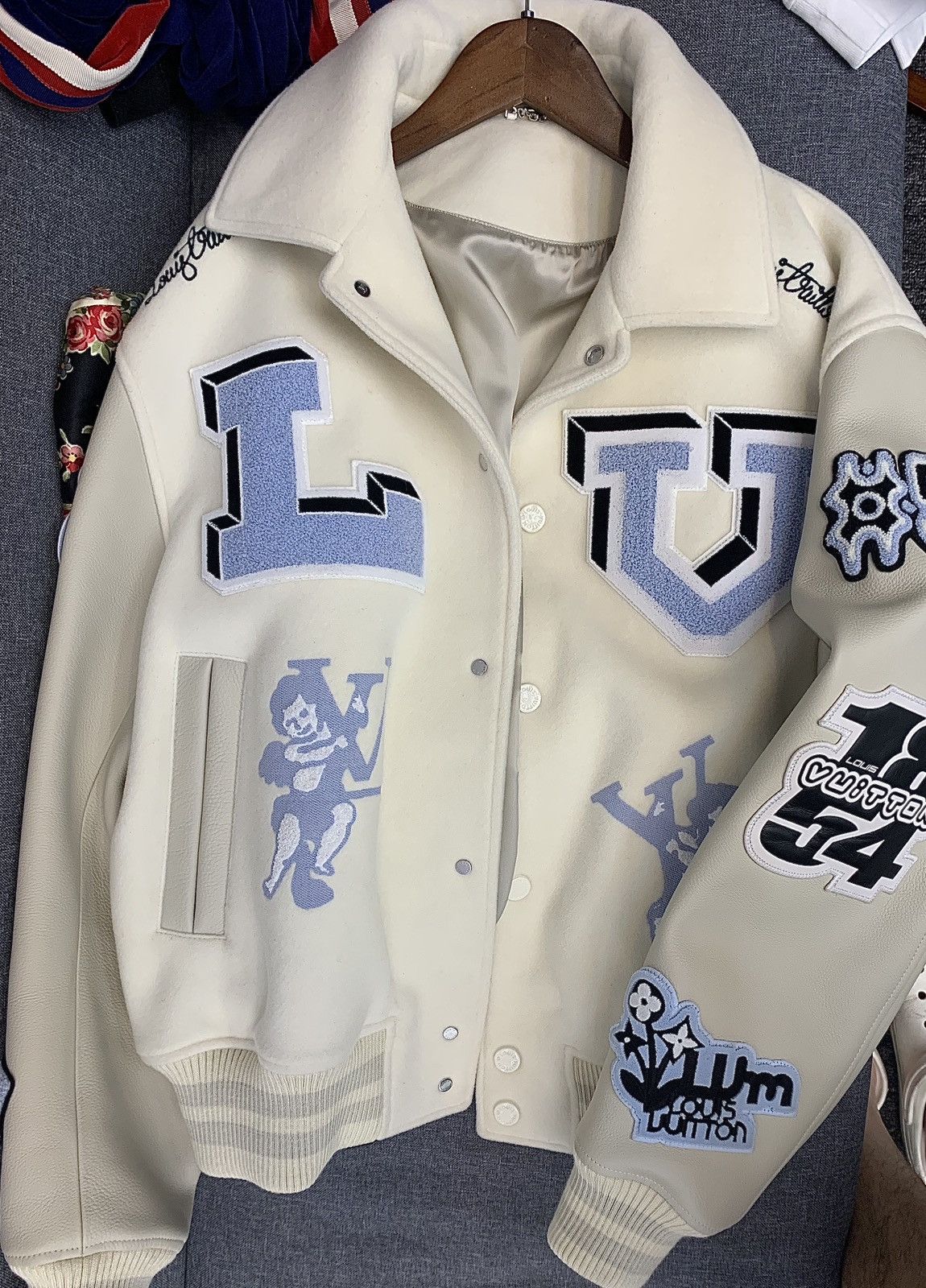 Louis Vuitton LV FW22 Multi-Patches Mixed Leather Varsity Blouson | Grailed