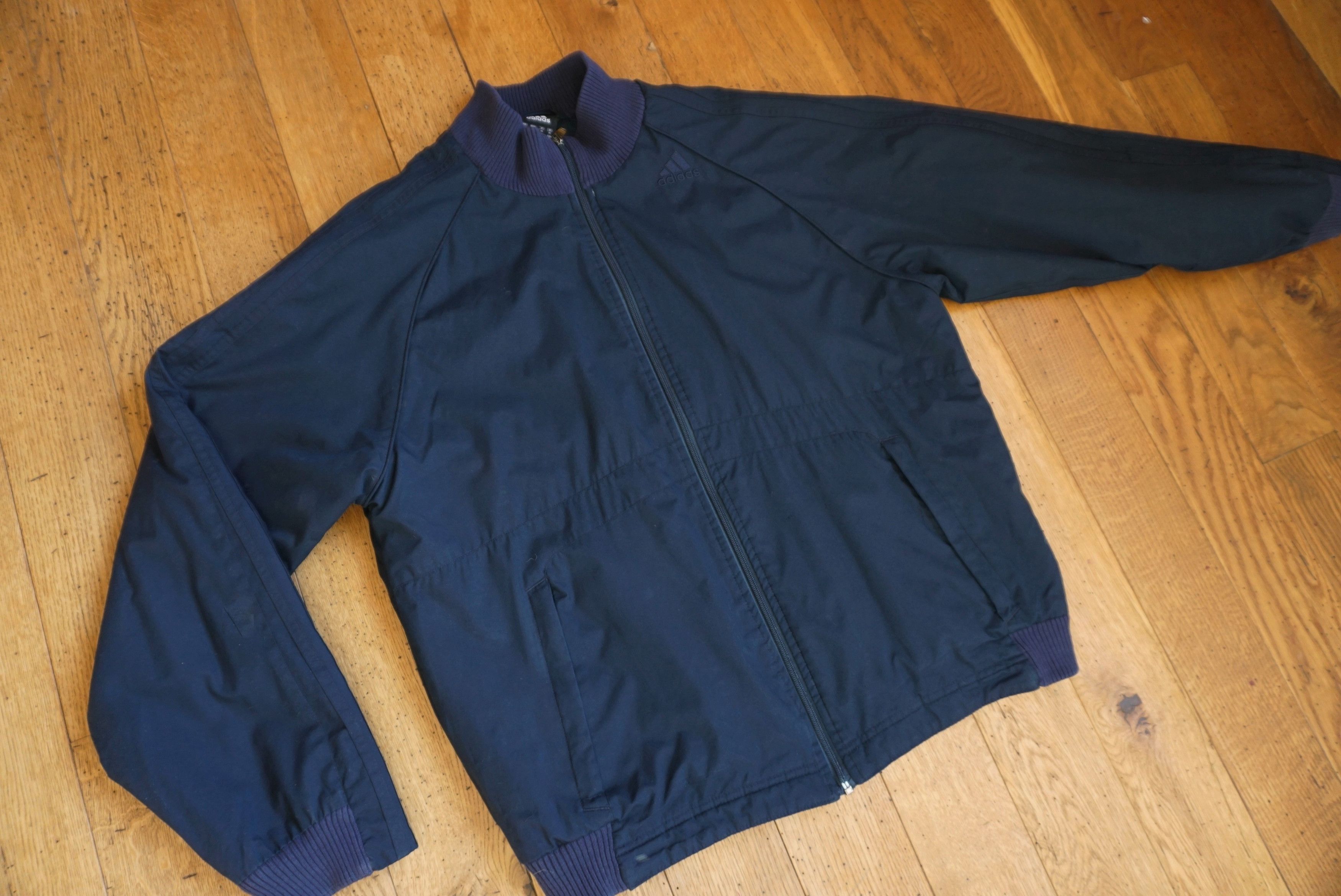 Adidas ADIDAS jacket navy bomber Medium M three stripes padded Y2K Size US M / EU 48-50 / 2 - 18 Thumbnail