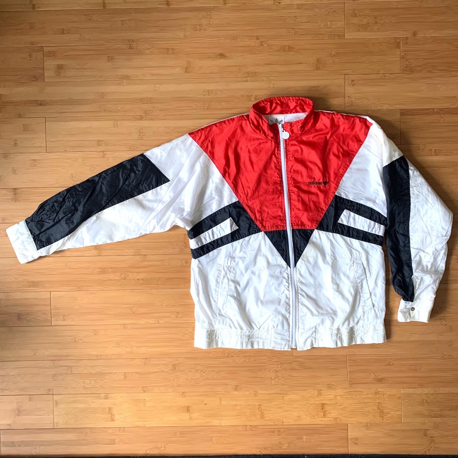 Adidas vintage windbreaker jacket red hotsell