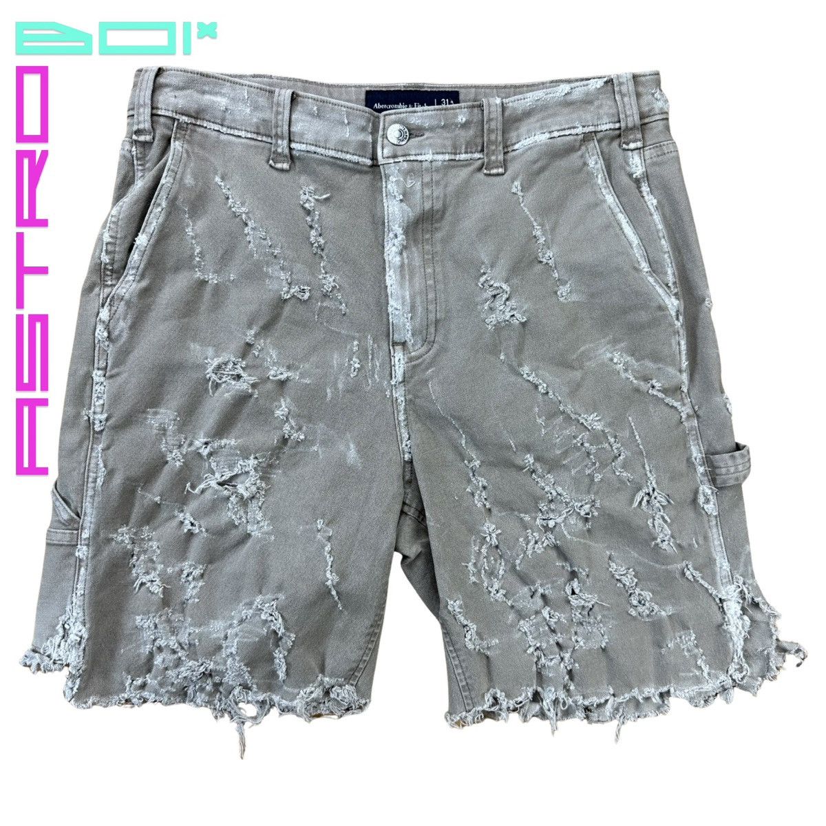 Abercrombie & Fitch ASTROBOI* A&F TAN DISTRESSED WORKWEAR SHORTS_30" Size US 30 / EU 46 - 1 Thumbnail