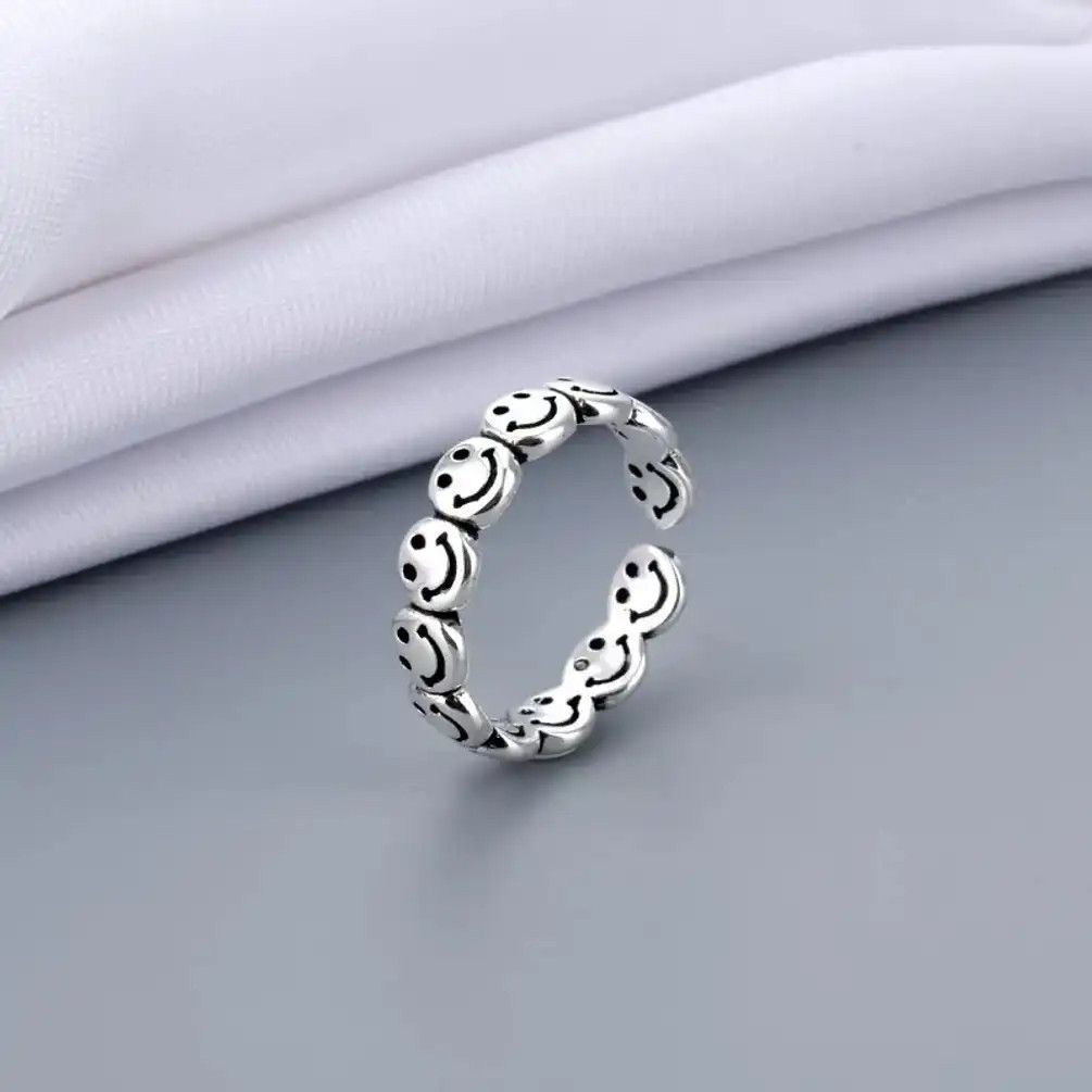 Jewelry Happy Face Opening Ring Size ONE SIZE - 1 Thumbnail