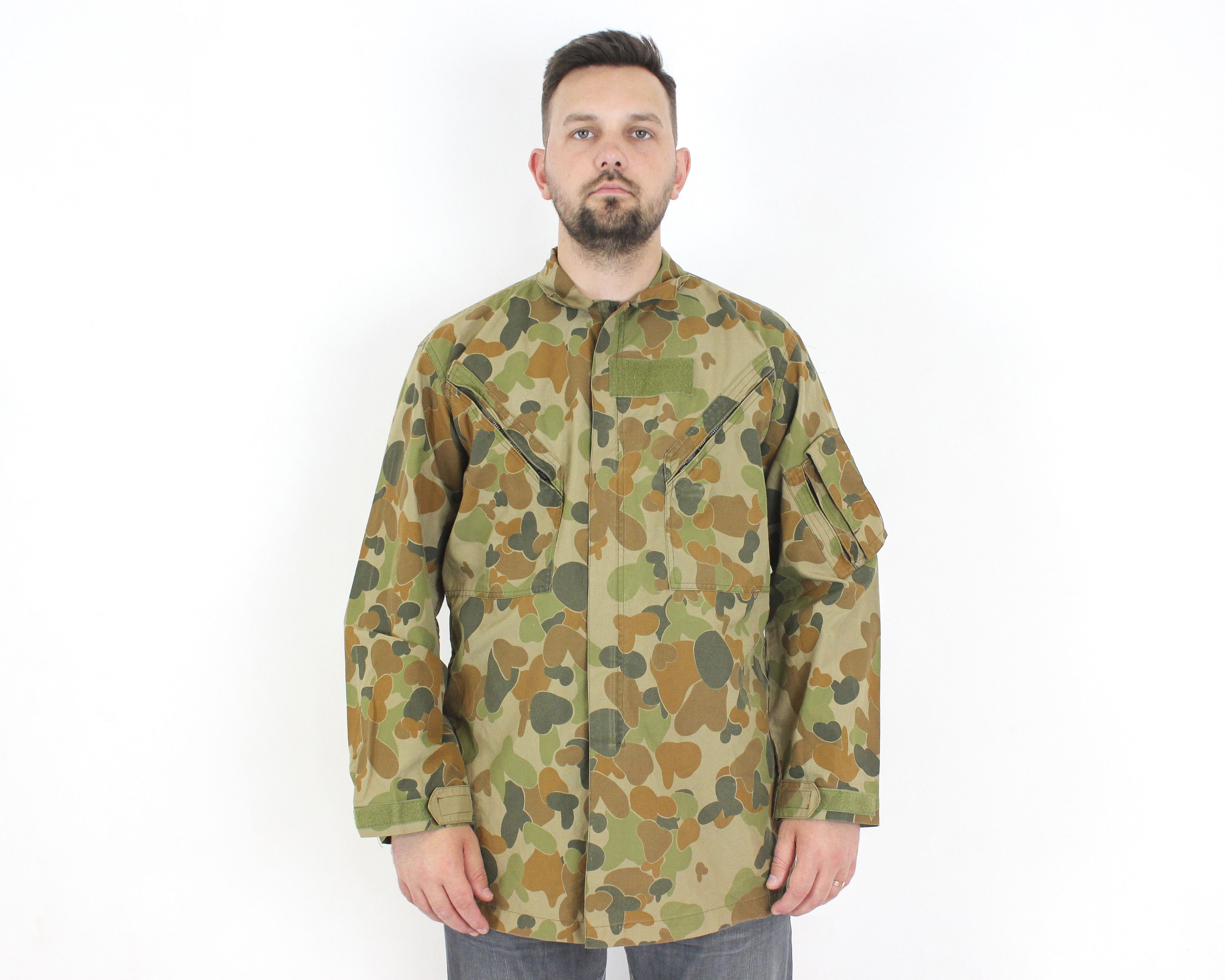 Vintage Australian Men L Army Jacket Coat Military Camo Aussie Cargo ...