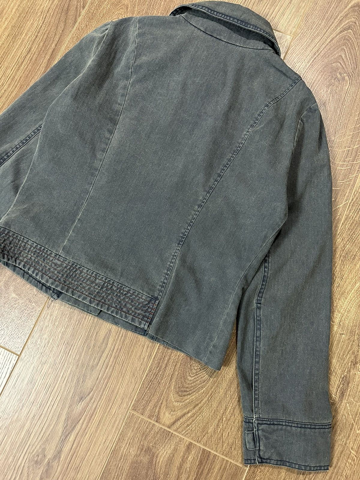 Japanese Brand × Vintage Vintage Avant-grade Embroidered Denim Biker Jacket Size XS / US 0-2 / IT 36-38 - 10 Thumbnail