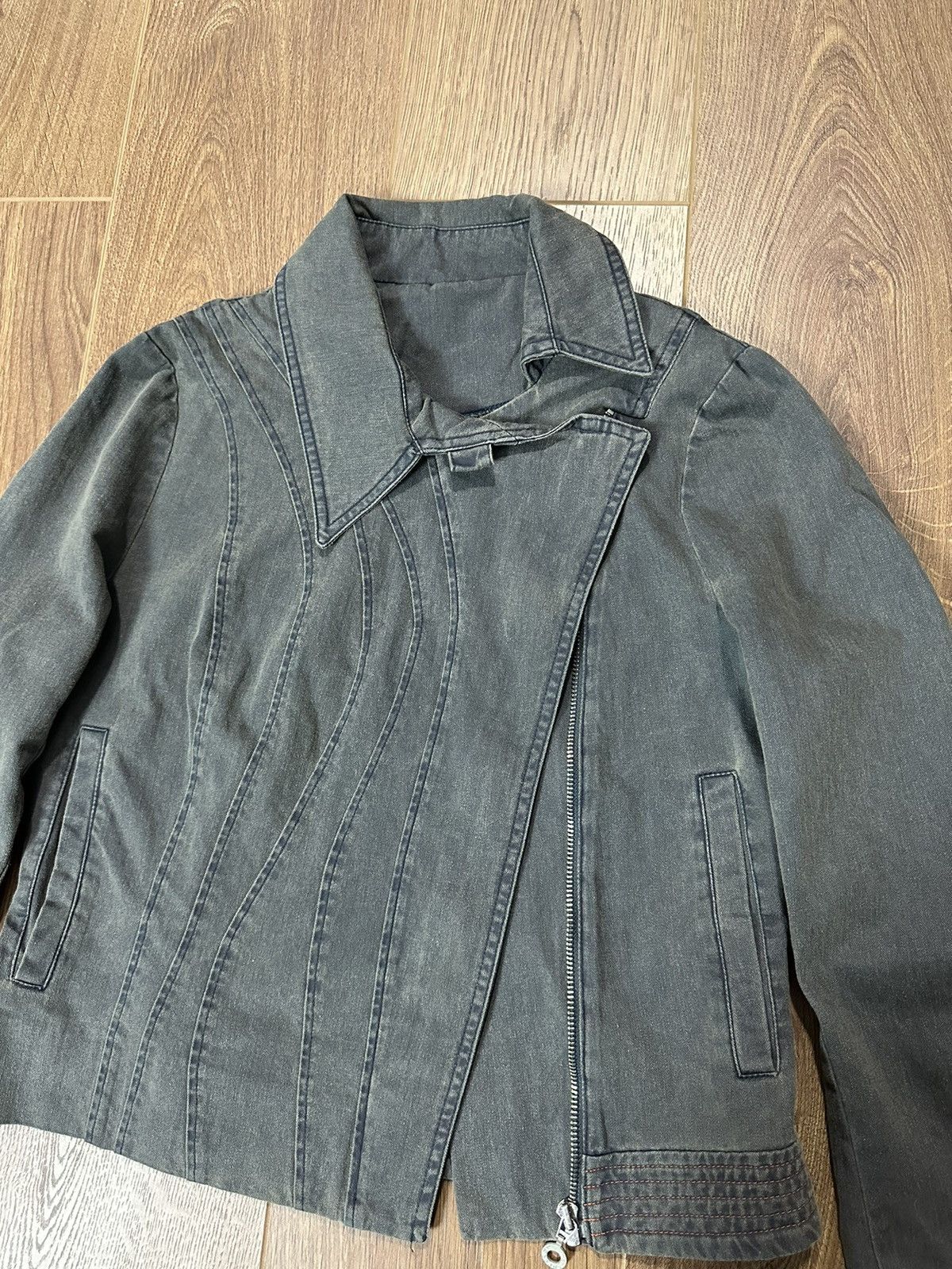 Japanese Brand × Vintage Vintage Avant-grade Embroidered Denim Biker Jacket Size XS / US 0-2 / IT 36-38 - 4 Thumbnail