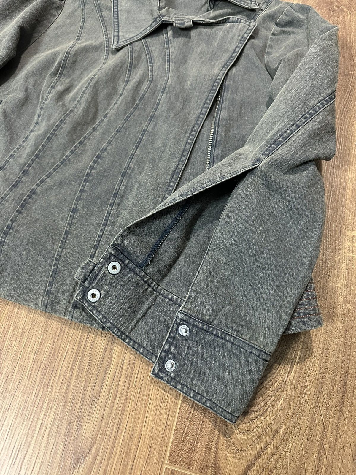 Japanese Brand × Vintage Vintage Avant-grade Embroidered Denim Biker Jacket Size XS / US 0-2 / IT 36-38 - 5 Thumbnail