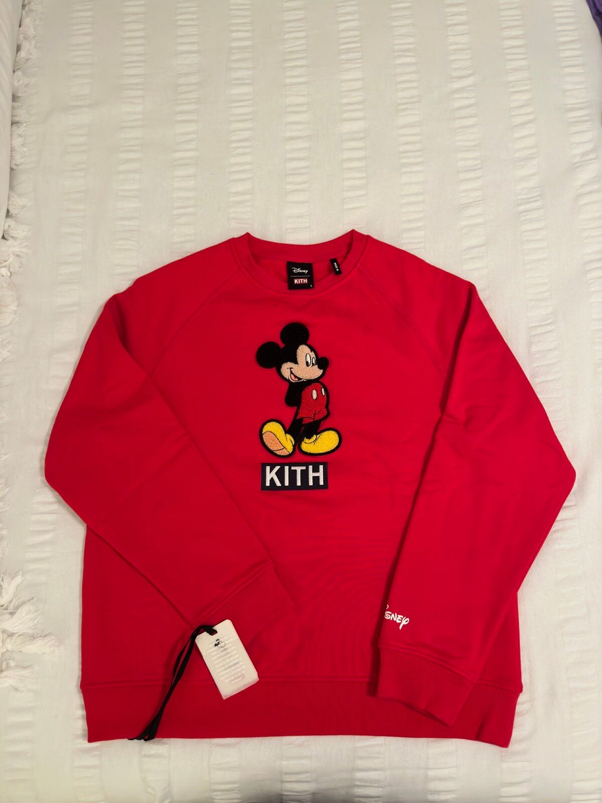 Kith Kith X Disney 90s Mickey Classic Logo Crewneck Red L - BNWT