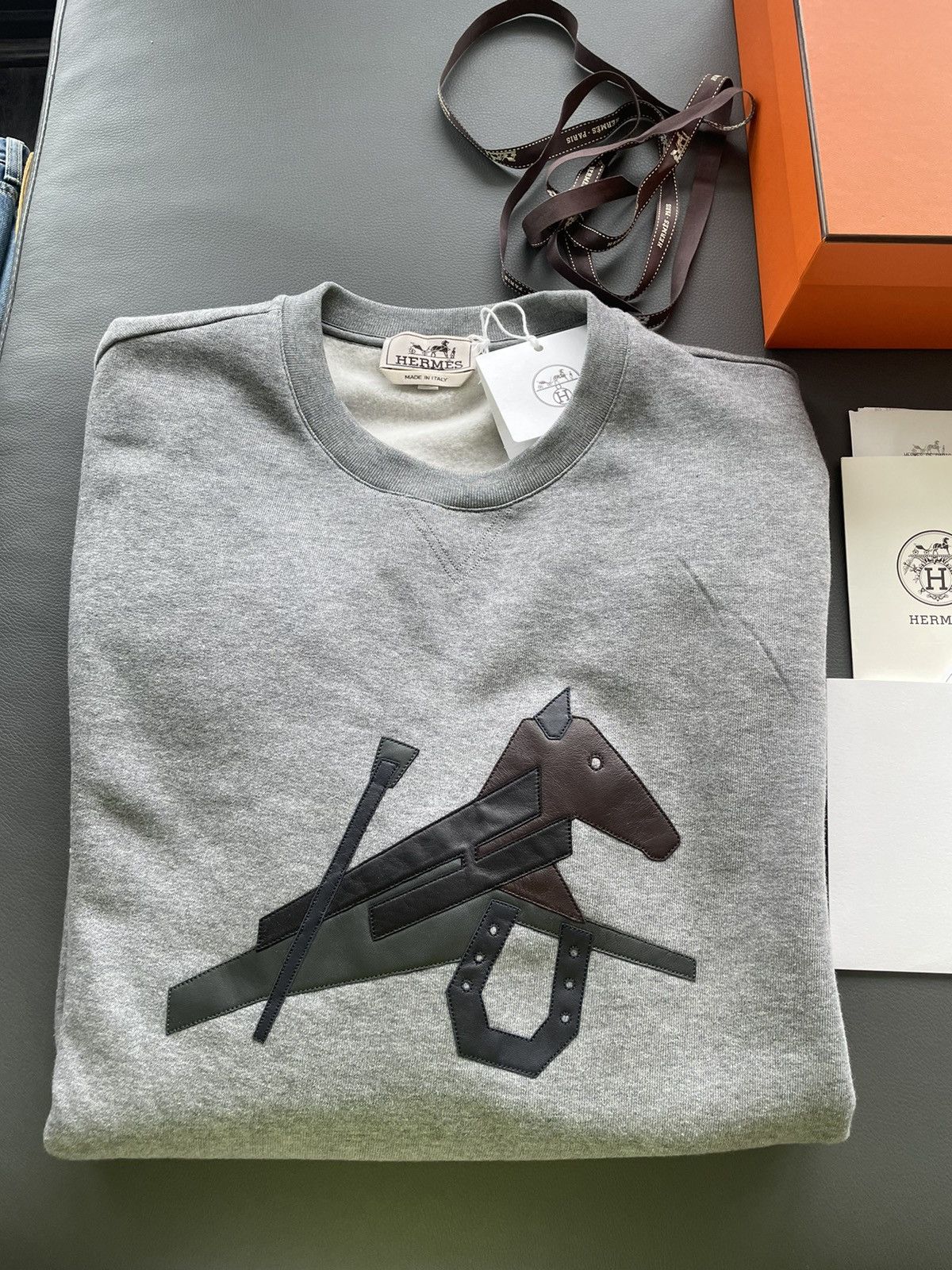 Hermes Runway Brand New Hermes Leather Horse Crewneck Shirt Size US L / EU 52-54 / 3 - 16 Thumbnail