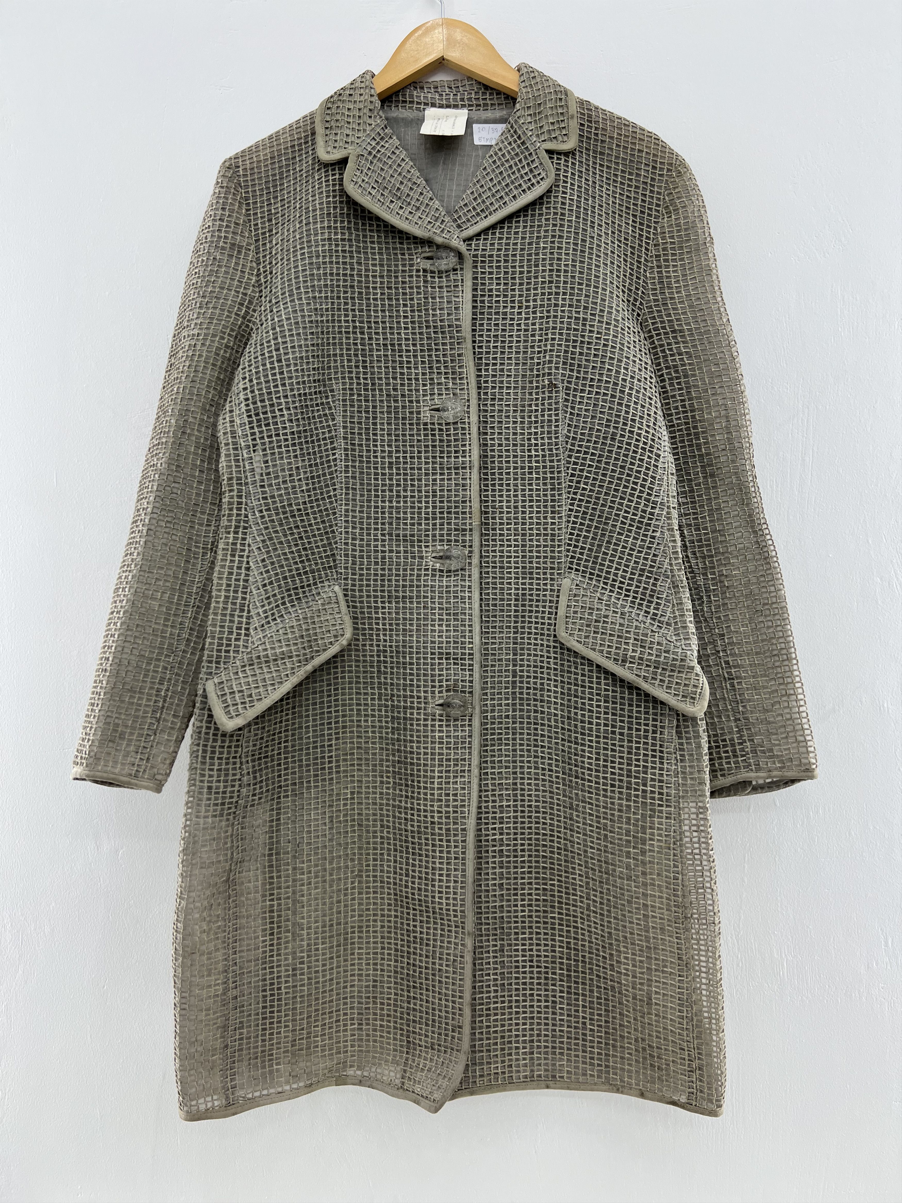 Versace Rare! Vintage 80s Gianni Versace organza knit coat GTMPT053 Size L / US 10 / IT 46 - 1 Thumbnail