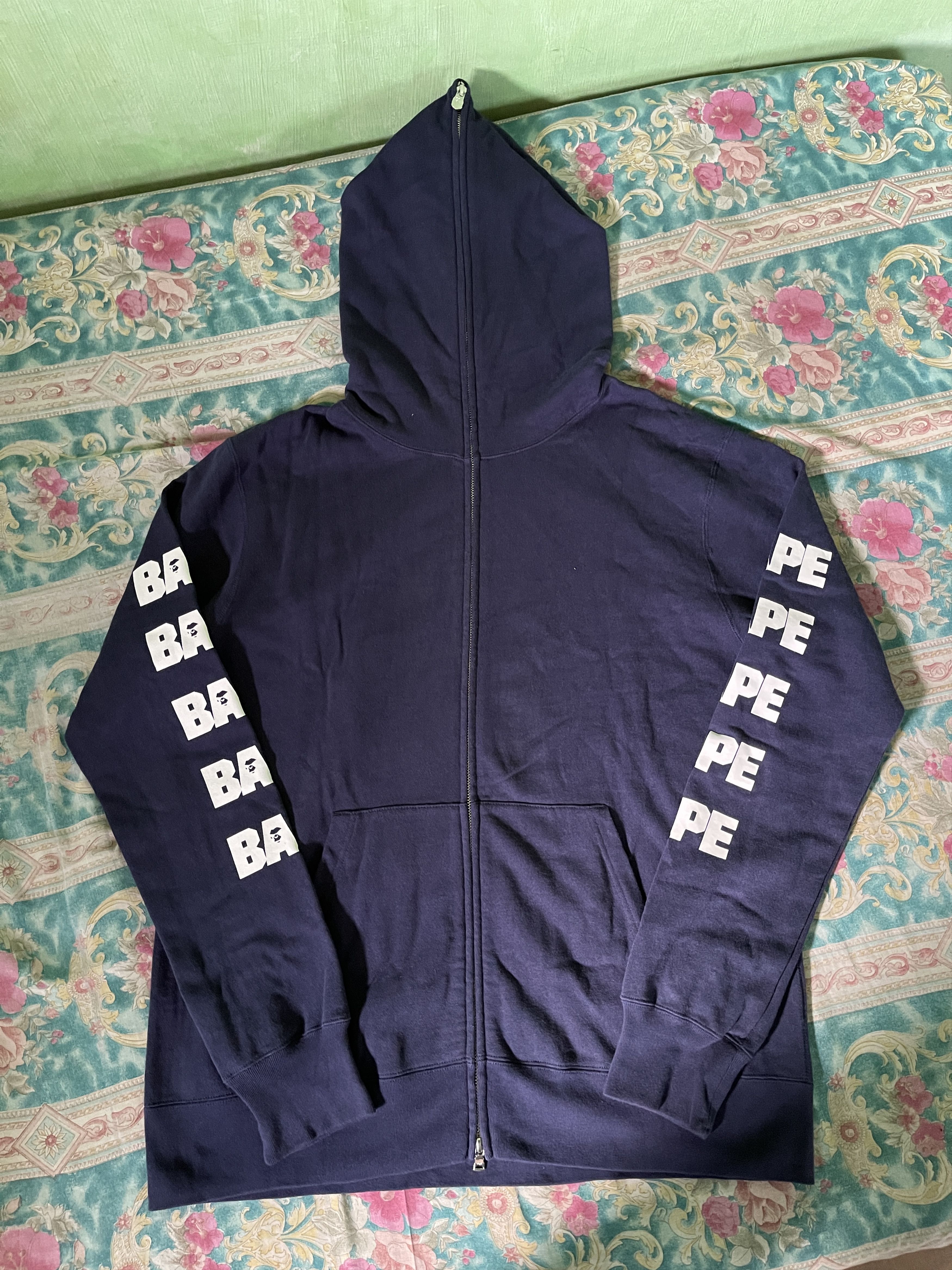 image of Bape Hunting Full Zip Hoodie Black A Bathing Ape in Navy, Men's (Size 2XL)