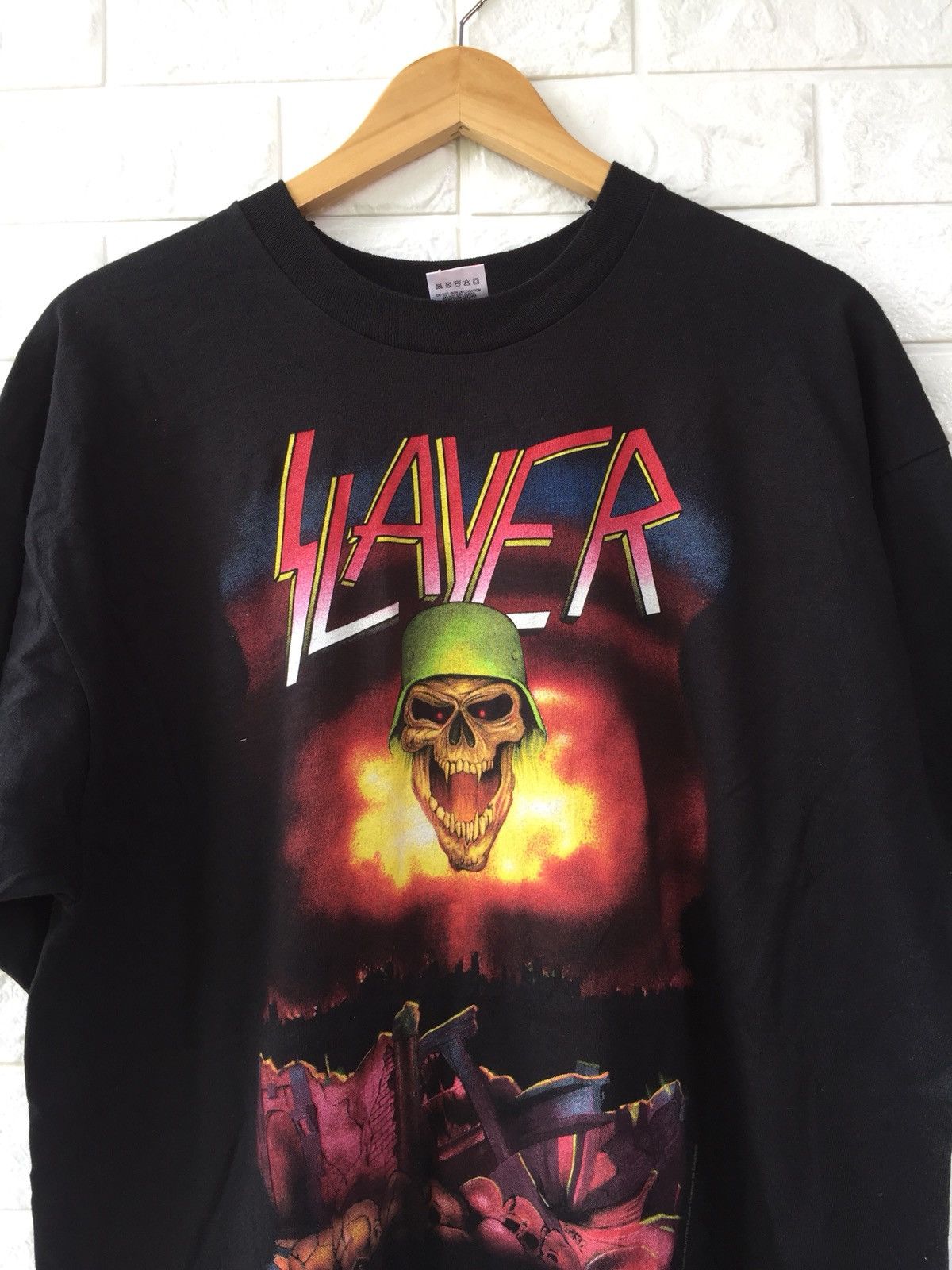 Band Tees × Metallica × Vintage VINTAGE 90s SLAYER TSHIRT Size US XL / EU 56 / 4 - 3 Thumbnail