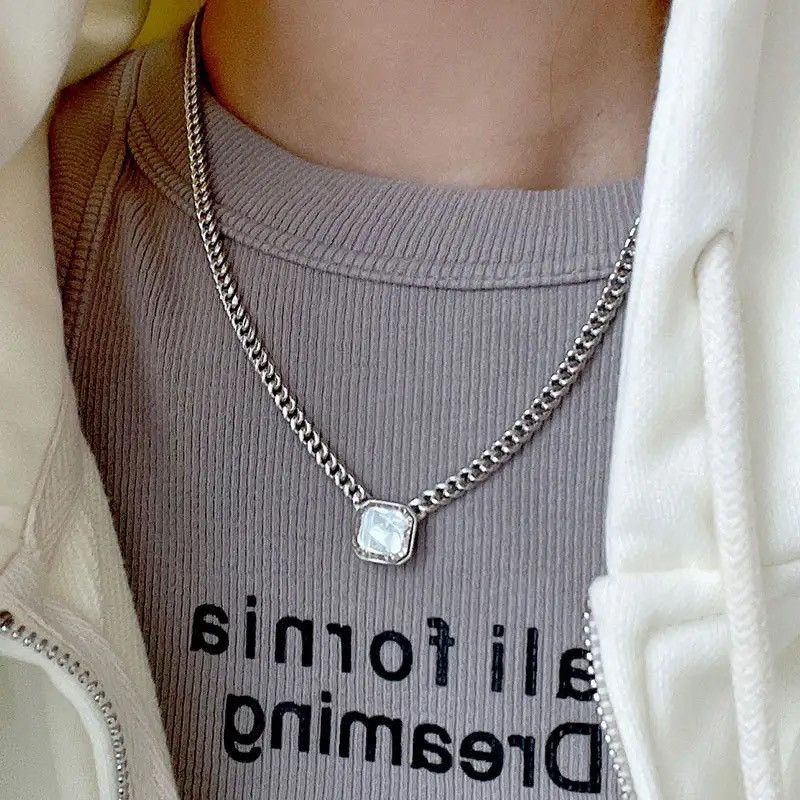 Jewelry Sparkling Zircon Thick Chain Necklace Size ONE SIZE - 4 Thumbnail