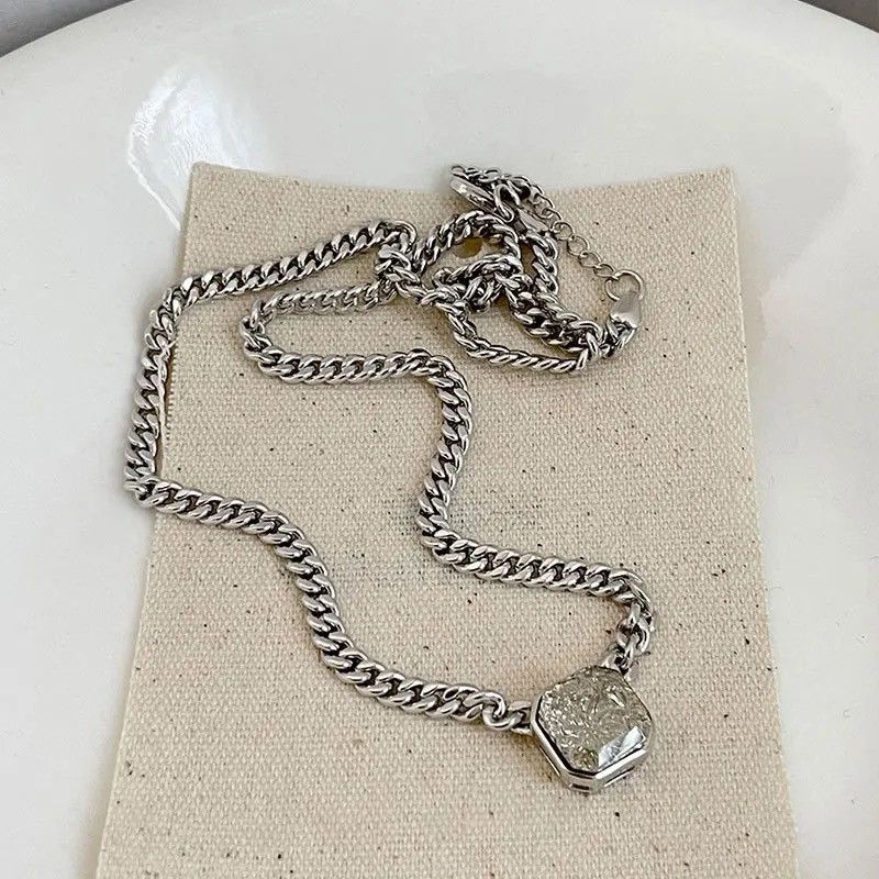 Jewelry Sparkling Zircon Thick Chain Necklace Size ONE SIZE - 1 Thumbnail