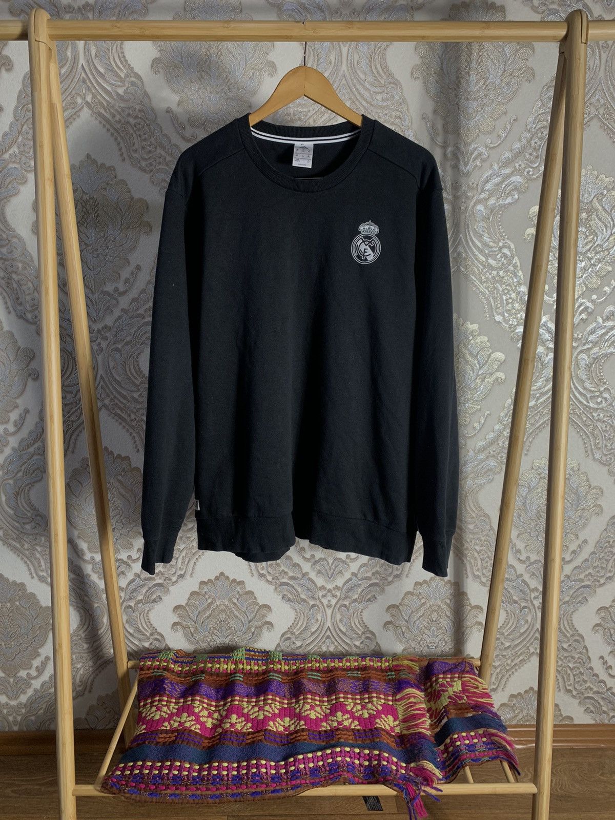 Pre-owned Adidas X Real Madrid Vintage Real Madrid Adidas Sweatshirt Streetwear Y2k Drill In Black