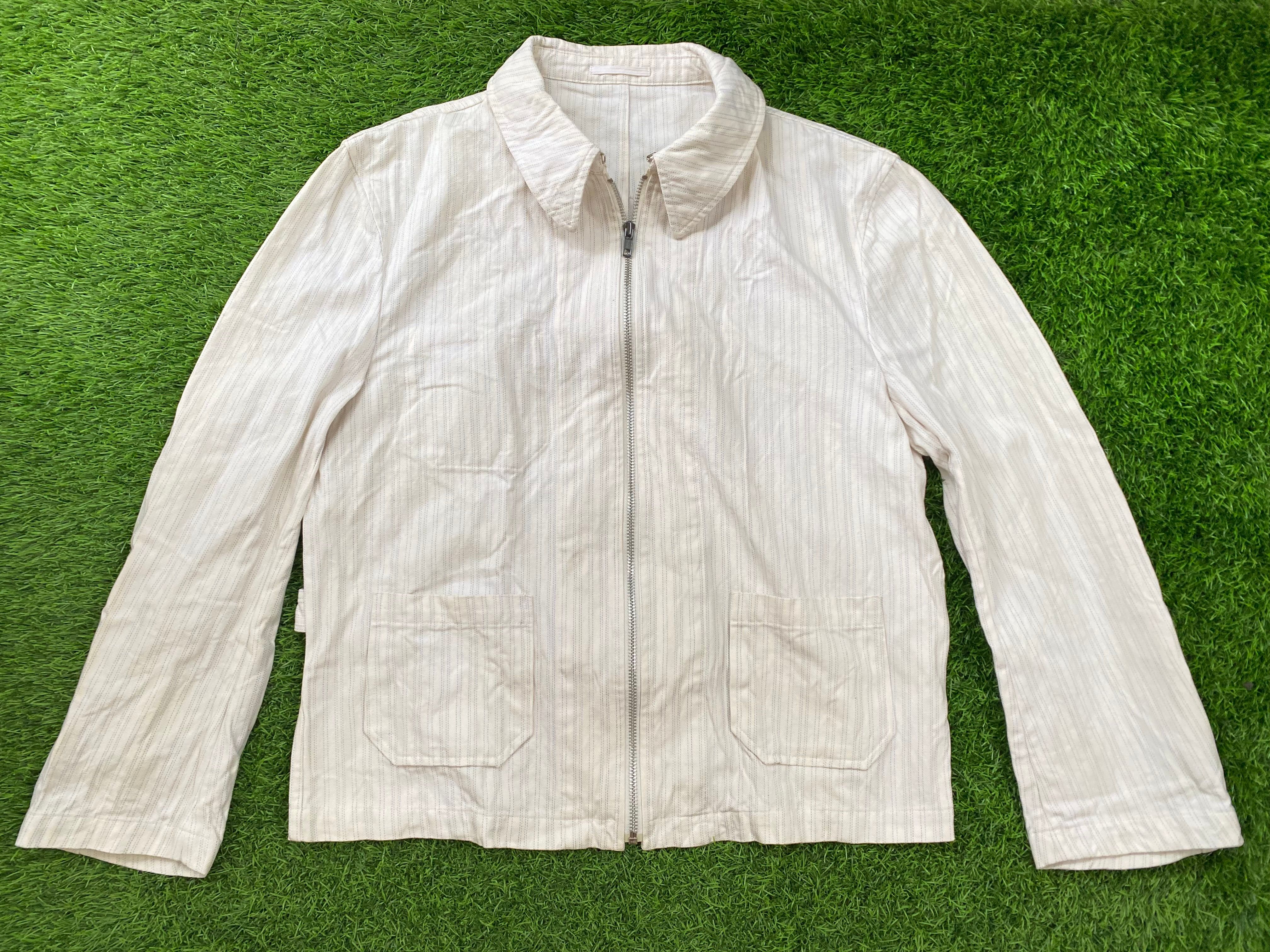 Pre-owned Comme Des Garcons X Comme Des Garcons Homme Plus Vintage Comme Des Garcons Work Denim Hickory Jacket In White