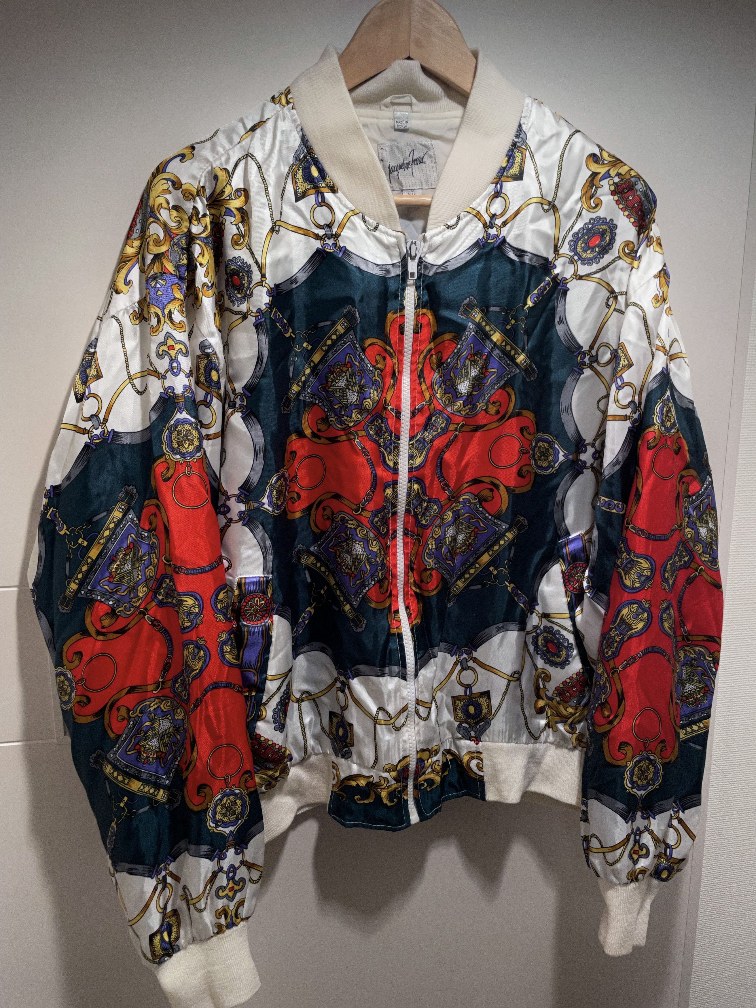 Vintage SILK SCARVES STYLE CHAIN PRINTED SOUVENIR BOMBER JACKET Size US M / EU 48-50 / 2 - 3 Thumbnail