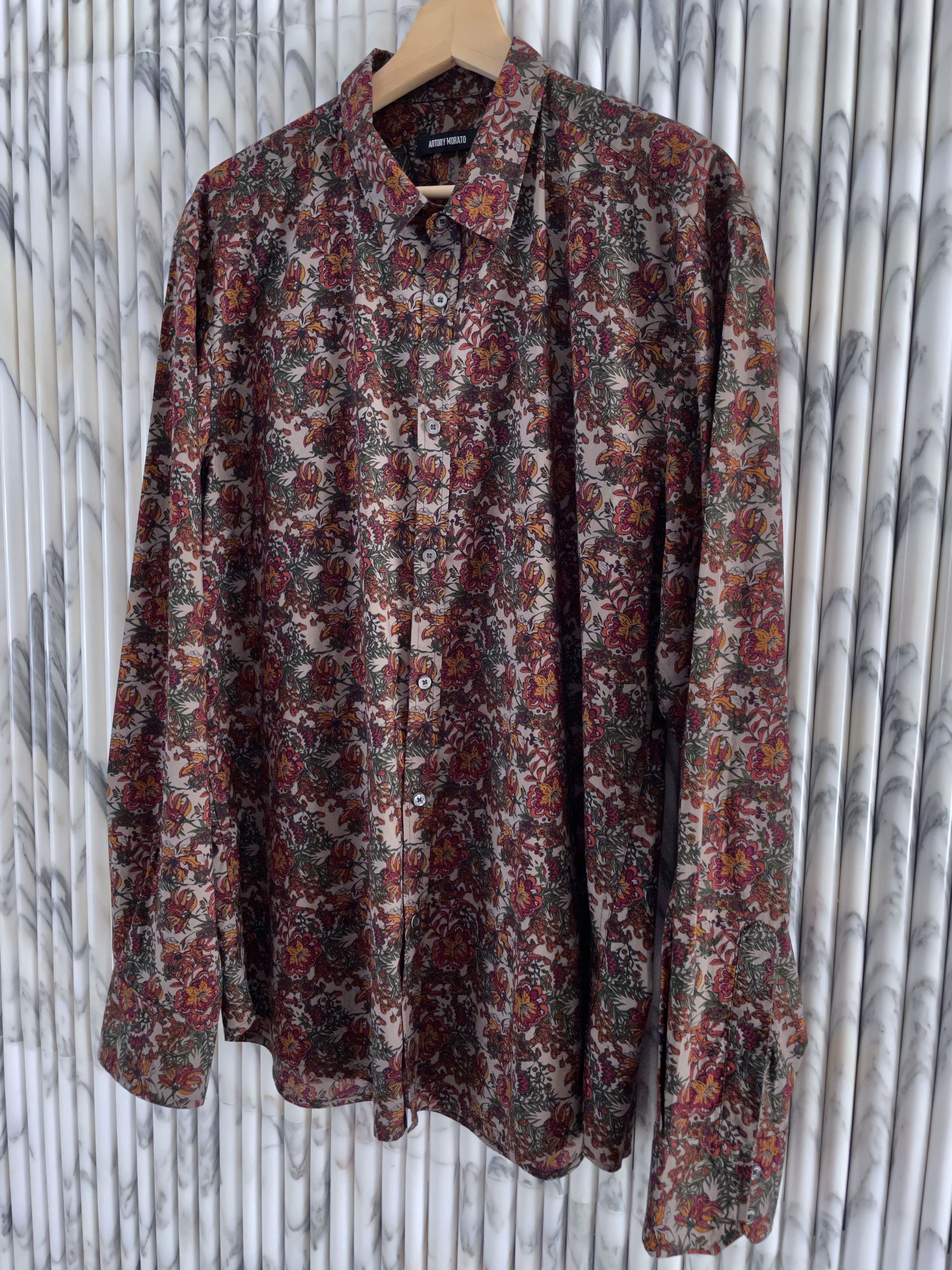 Antony Morato MULTICOLOUR FLORAL BOTANICAL PRINTED COTTON DRESS SHIRT Size US XXL / EU 58 / 5 - 2 Thumbnail