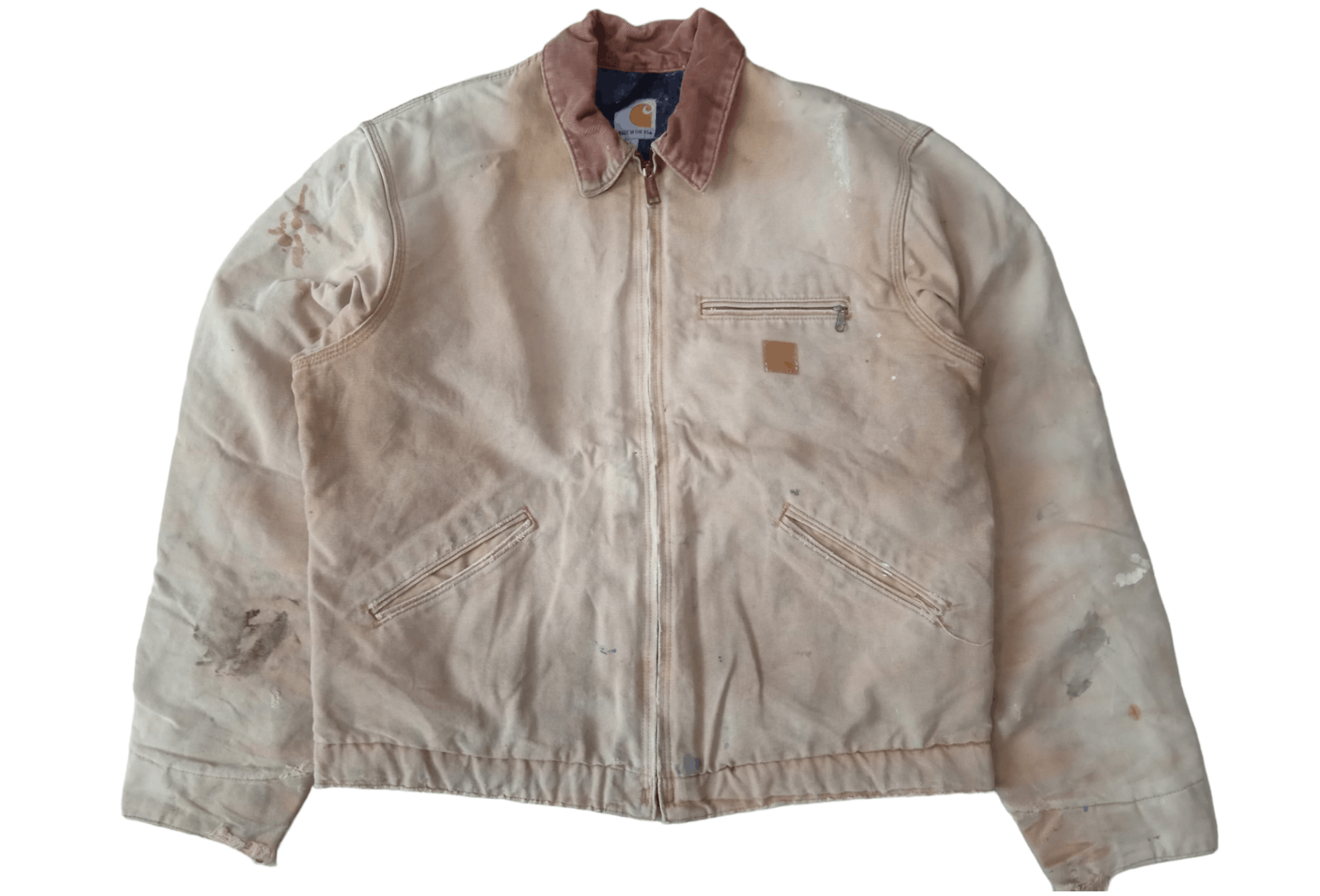 Pre-owned Carhartt X Vintage Thrashed Carhartt Detroit Work Jacket J001 In Tan