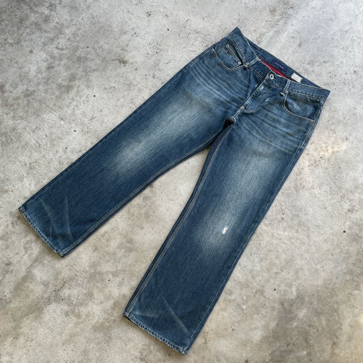 Tommy Hilfiger W34💥 Vintage Tommy Hilfiger Faded Jeans Denim Pants Size US 34 / EU 50 - 2 Thumbnail