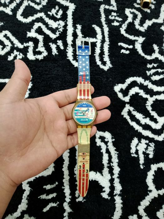 Rare Swiss Made 1996 Atlanta Olympics Swatch Watch, New Battery