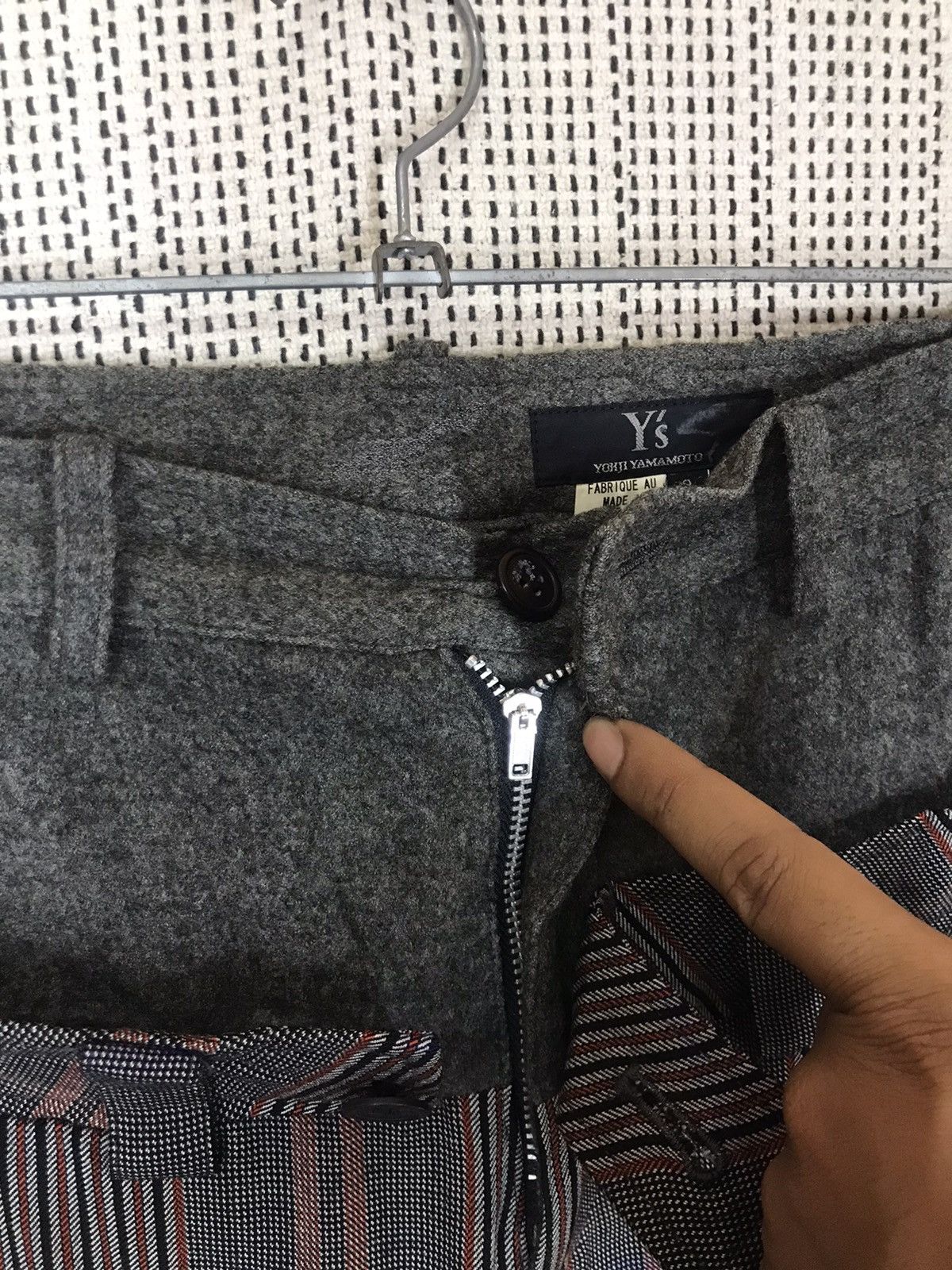 Yohji Yamamoto 🔥SEND OFFER🔥 AW2002 Y'S DOUBLE WAIST STRIPE WOOL BAGGY PANT Size US 32 / EU 48 - 12 Thumbnail
