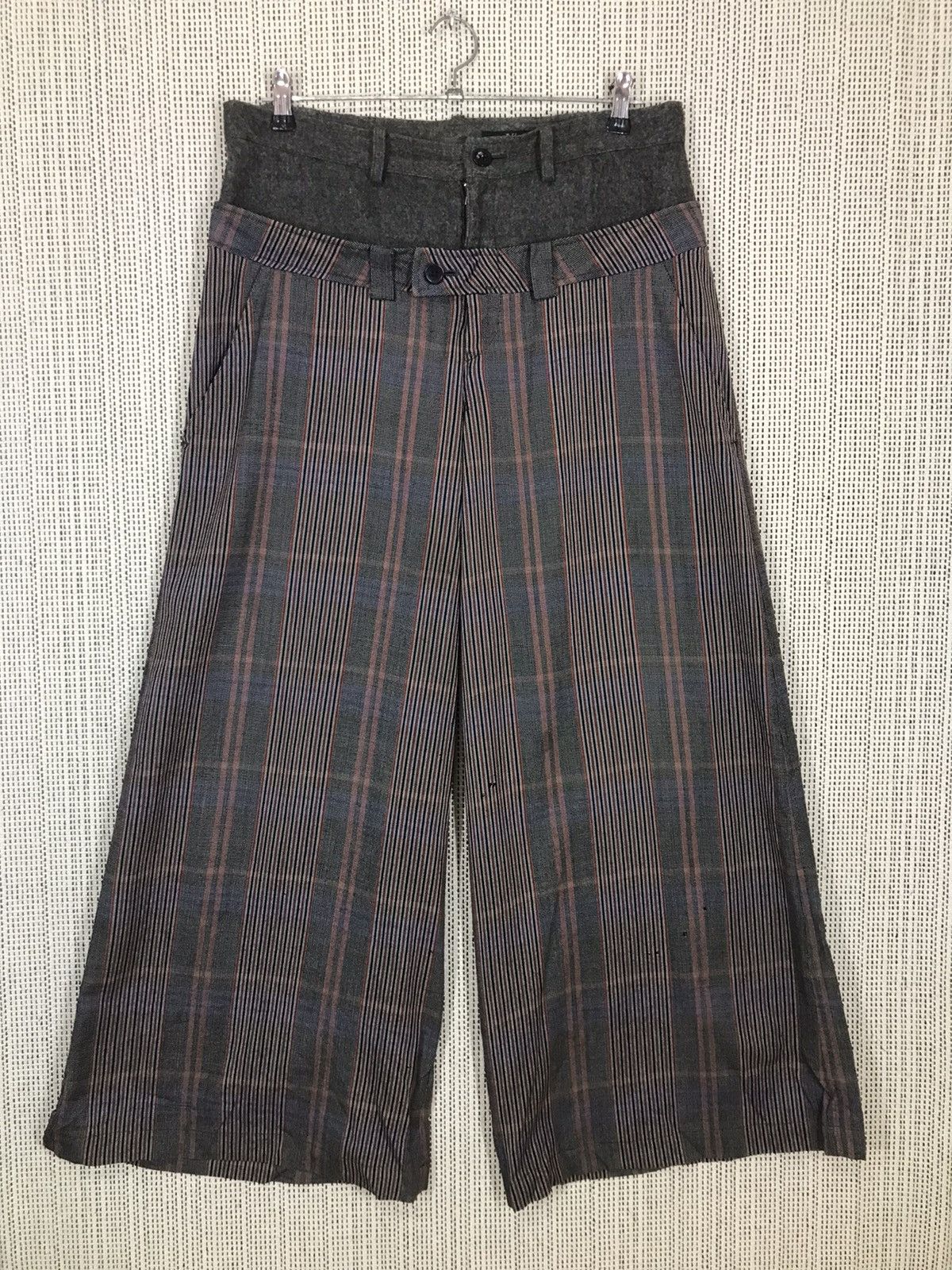Yohji Yamamoto 🔥SEND OFFER🔥 AW2002 Y'S DOUBLE WAIST STRIPE WOOL BAGGY PANT Size US 32 / EU 48 - 2 Thumbnail