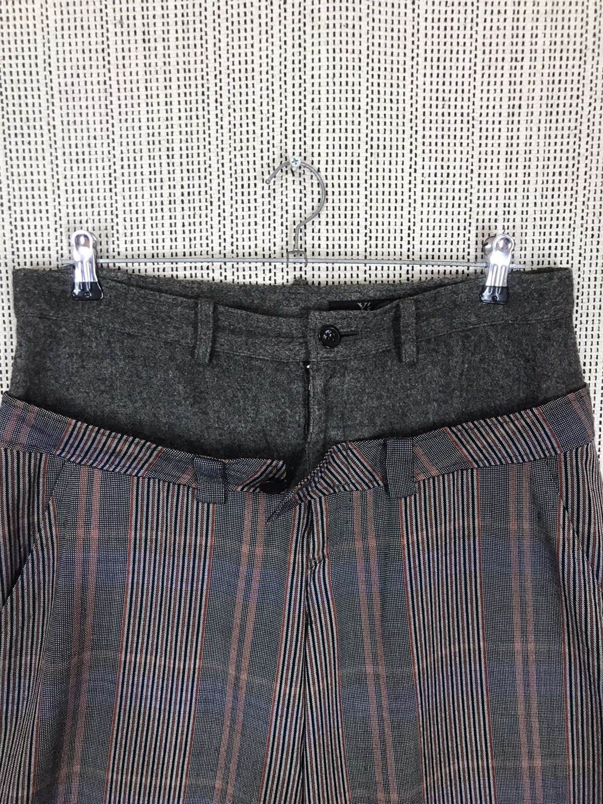 Yohji Yamamoto 🔥SEND OFFER🔥 AW2002 Y'S DOUBLE WAIST STRIPE WOOL BAGGY PANT Size US 32 / EU 48 - 10 Thumbnail