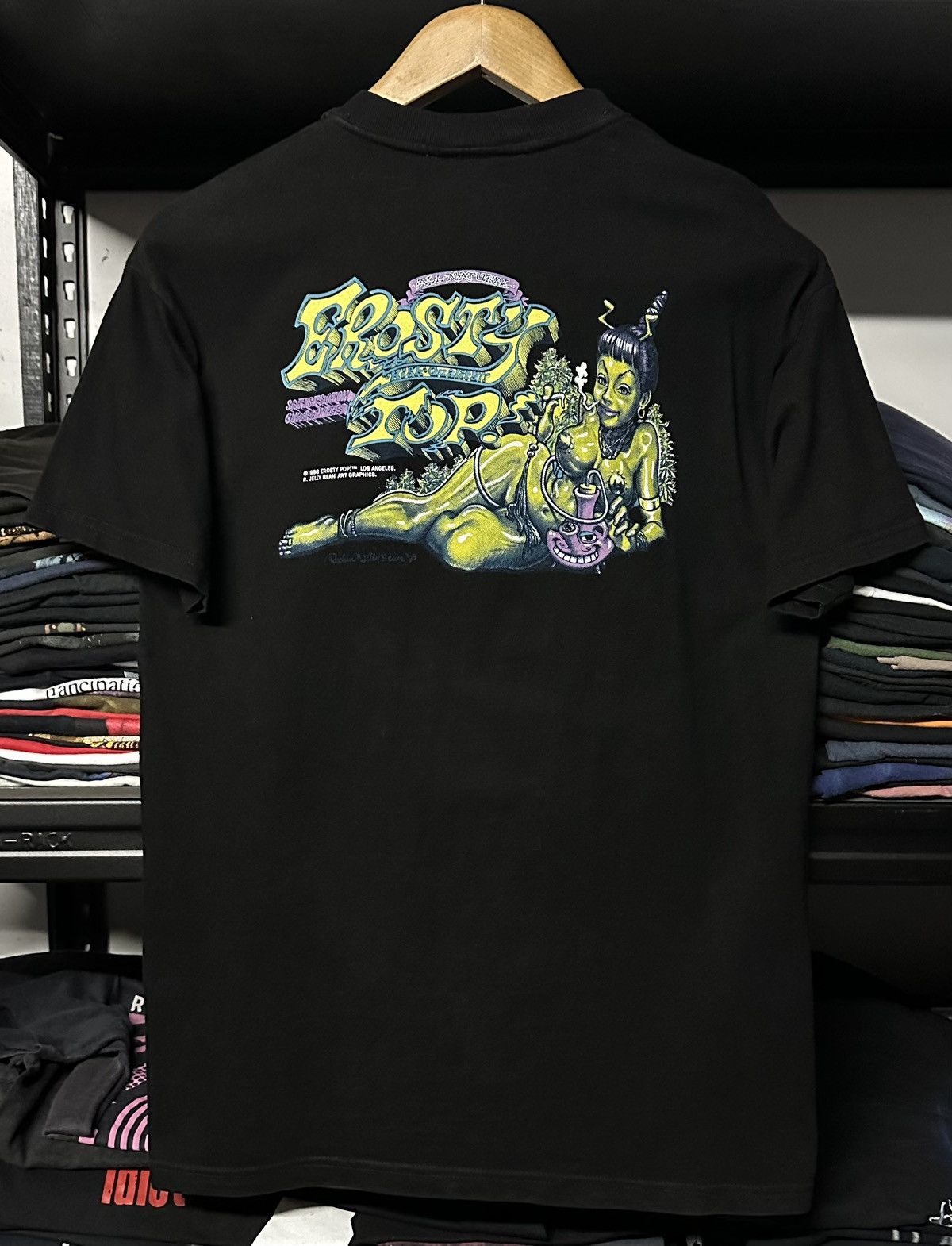 image of Hook Ups x Vintage 90's Erosty Pop Rockin Jelly Bean Tee in Black, Men's (Size Medium)