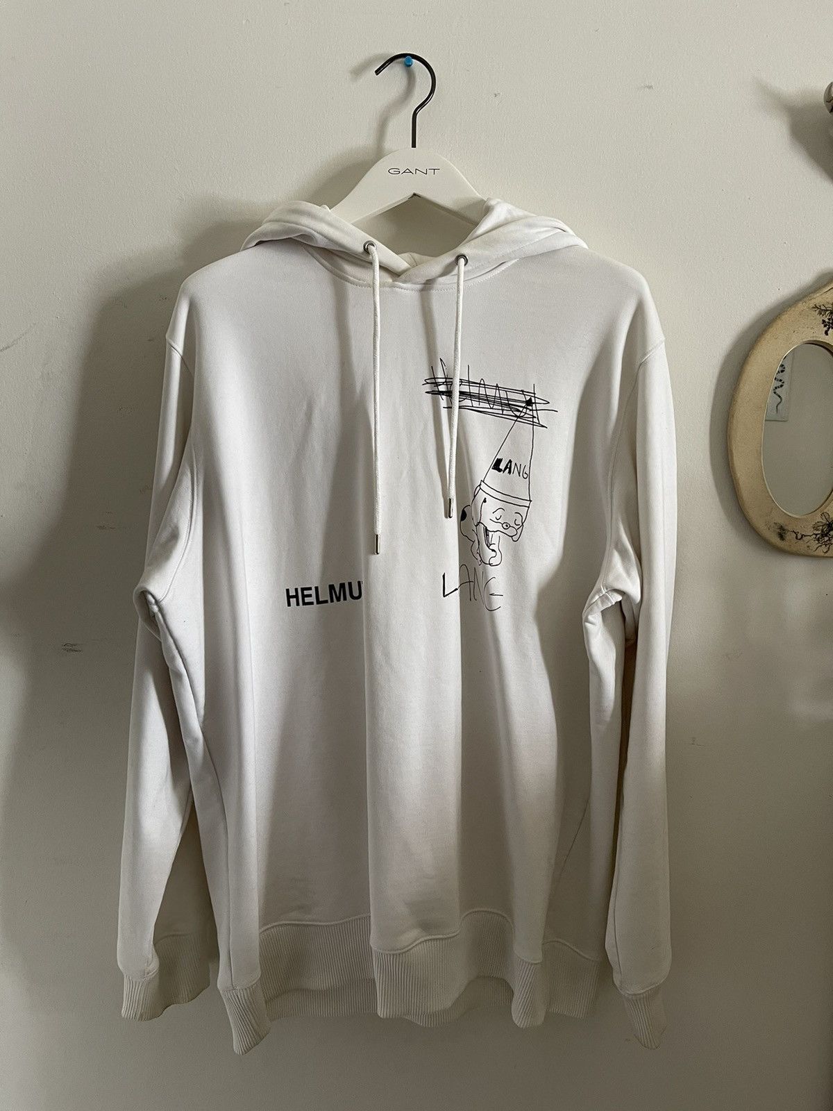 image of Sad Puppy Helmut Lang Hoodie in White, Men's (Size 2XL)