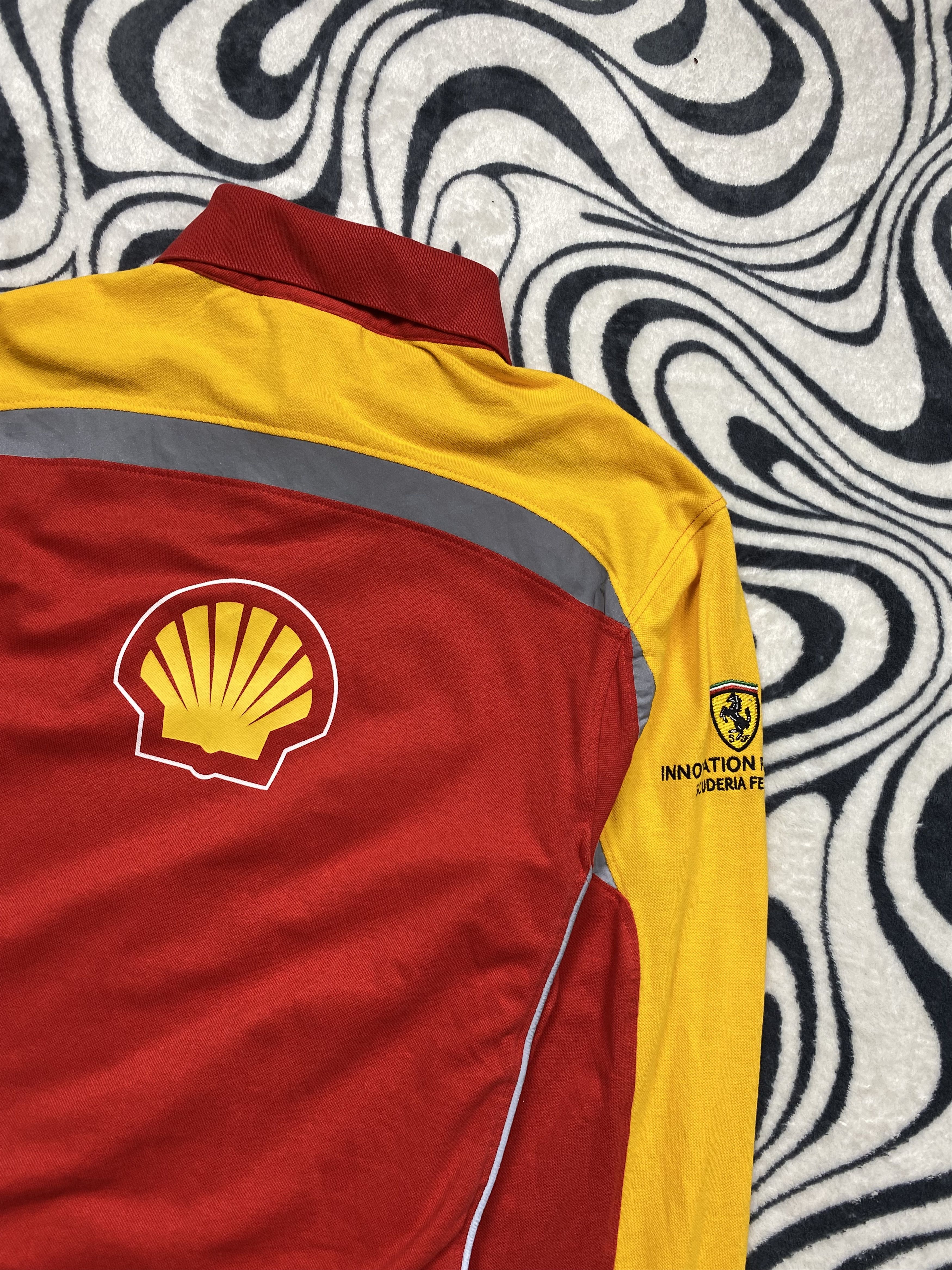 Ferrari × Vintage Shell Ferrari Vintage Mens Long Sleeve Polo Shirt Tee Y2K Size US L / EU 52-54 / 3 - 8 Thumbnail