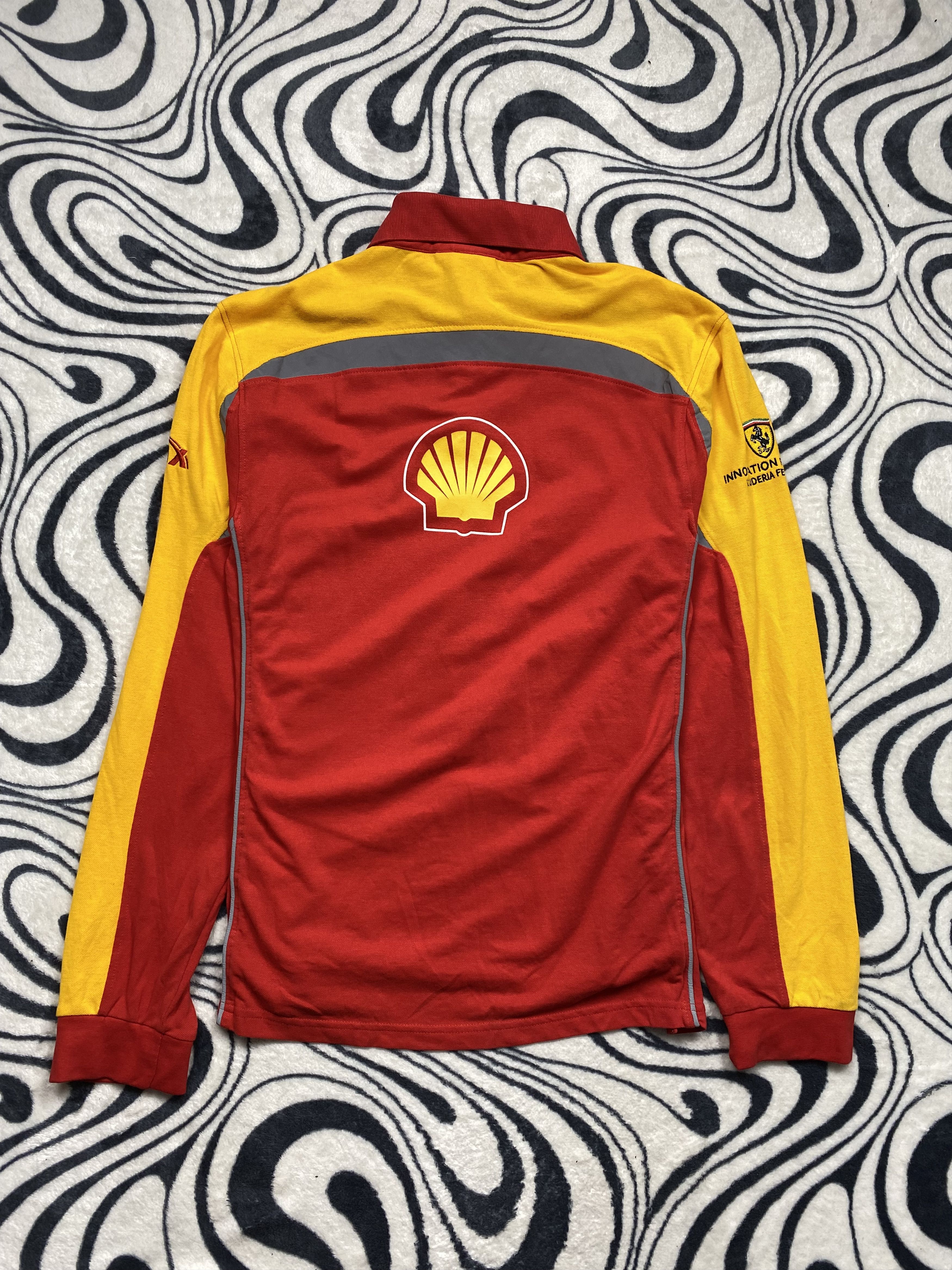 Ferrari × Vintage Shell Ferrari Vintage Mens Long Sleeve Polo Shirt Tee Y2K Size US L / EU 52-54 / 3 - 7 Thumbnail