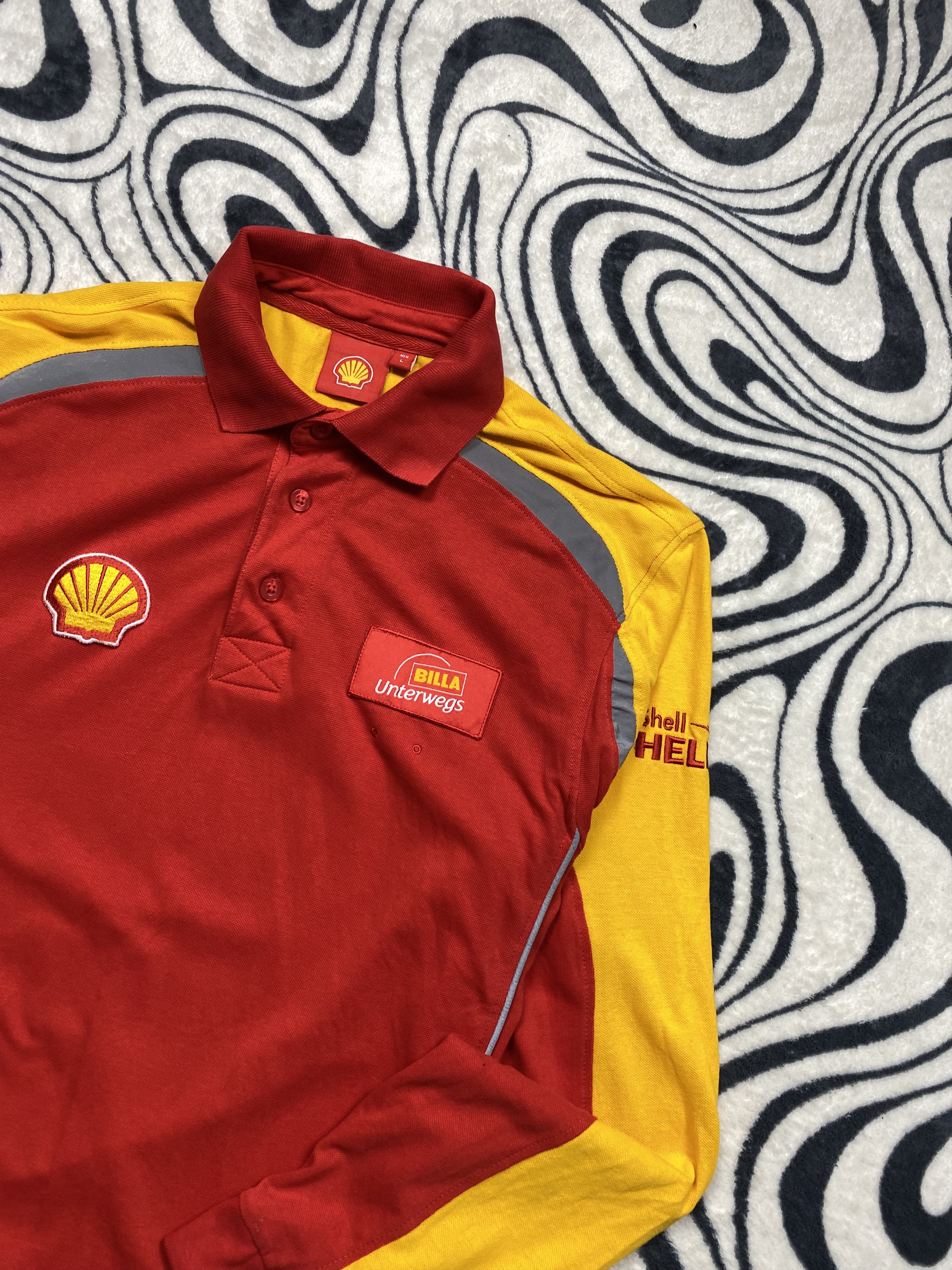 Ferrari × Vintage Shell Ferrari Vintage Mens Long Sleeve Polo Shirt Tee Y2K Size US L / EU 52-54 / 3 - 2 Thumbnail
